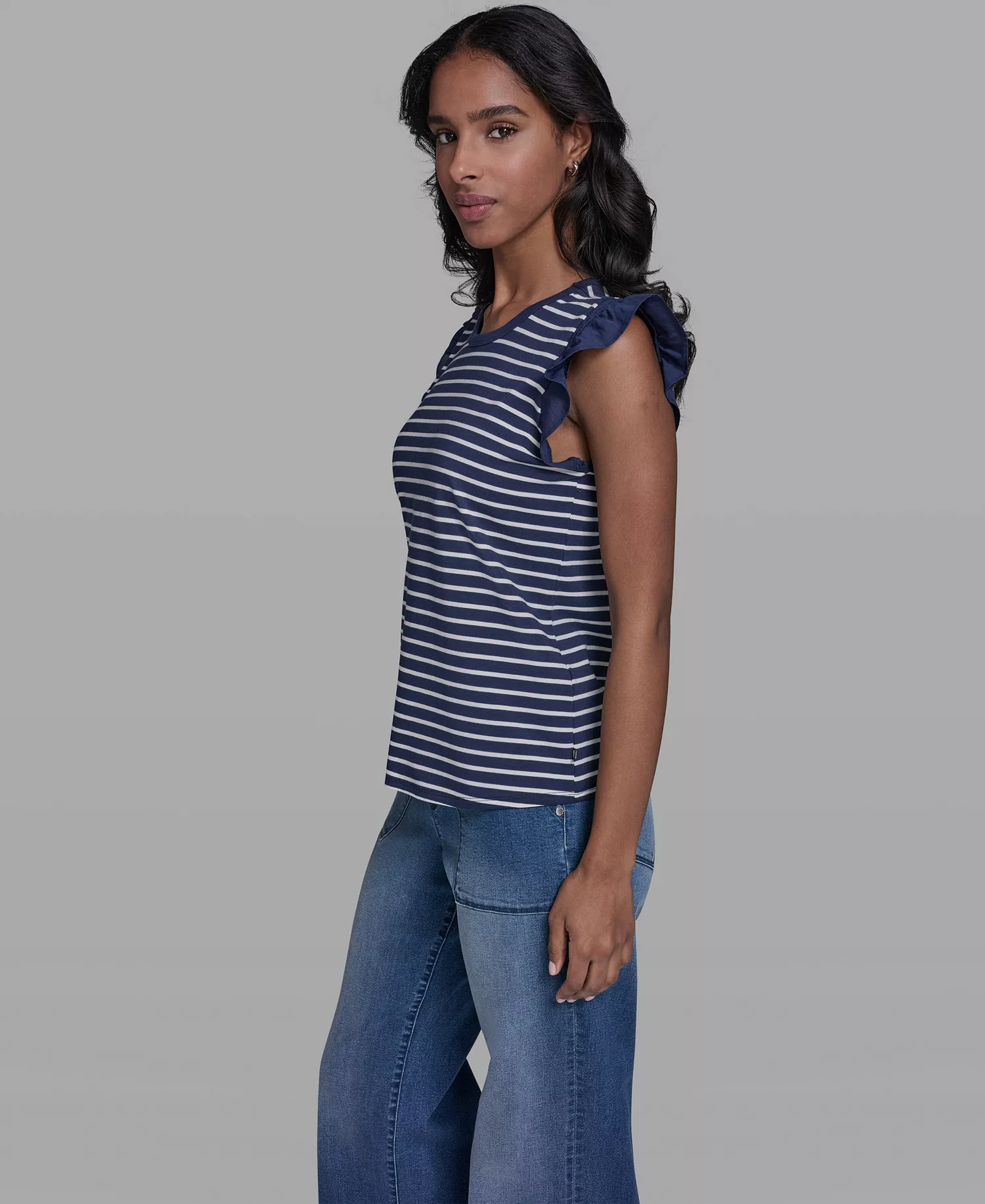 Women's Sleeveless Crewneck Knitted Top - Navel Academy/soft White - L