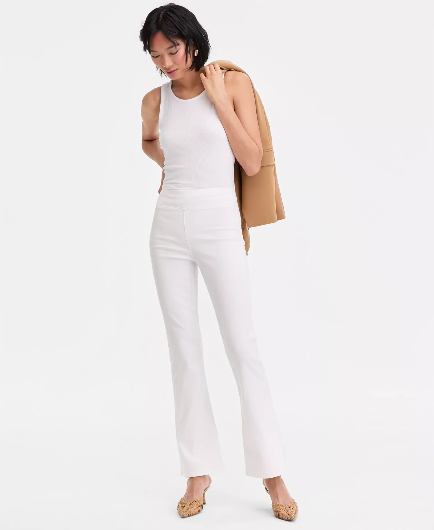 Women's High-Rise Pull-On Bootcut Jeans, Macy's Exclusive - Bright White - 0