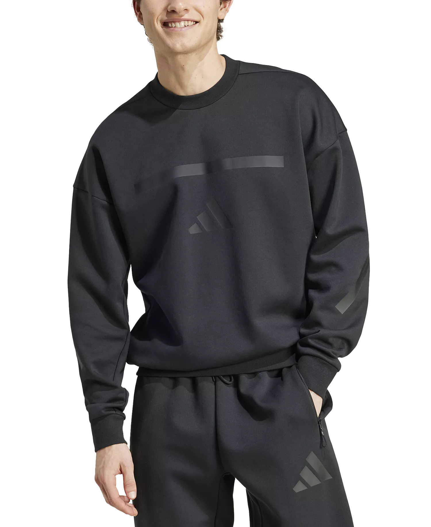 Men's Z.N.E. Relaxed Fit Long Sleeve Crewneck Sweatshirt - Black - 2XL