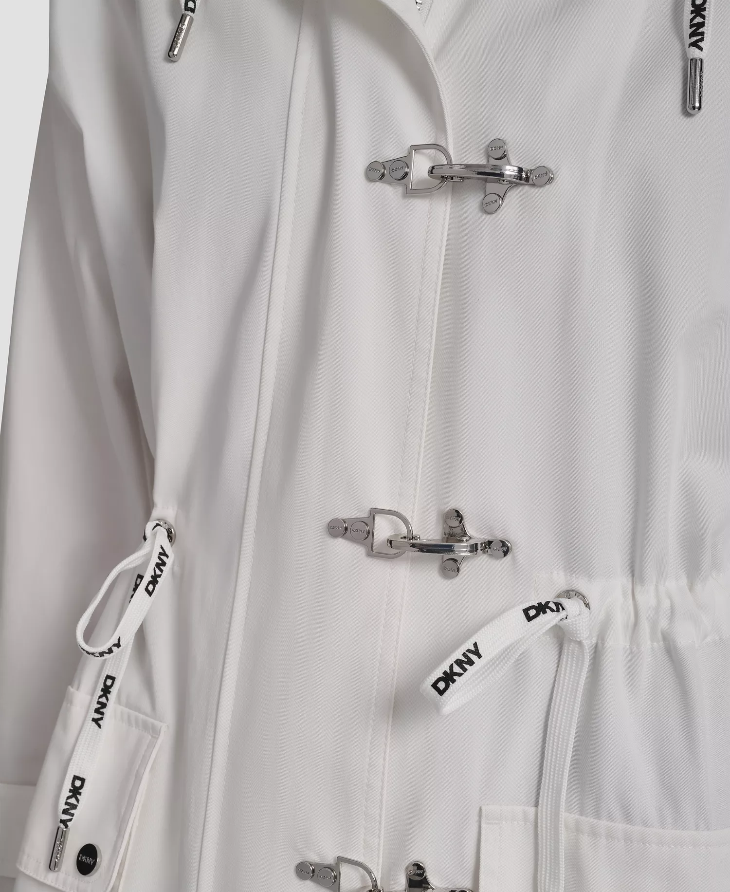 Women's Fire Clasp Anorak Hooded Metal Toggle Jacket - Ivory - L