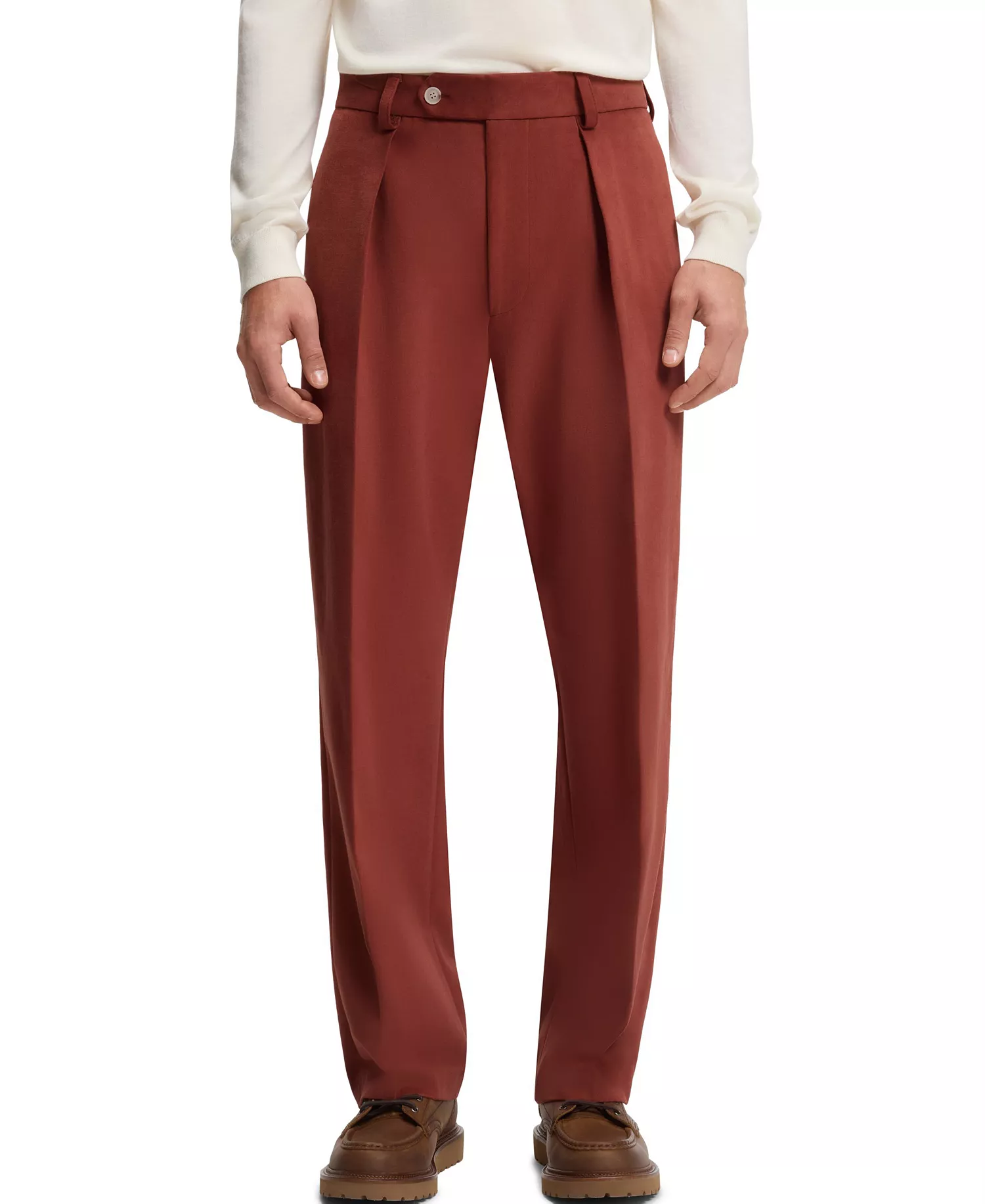 BECKHAM x BOSS Men's Cotton Micro-Patterned Pants - Dark Red - 30R