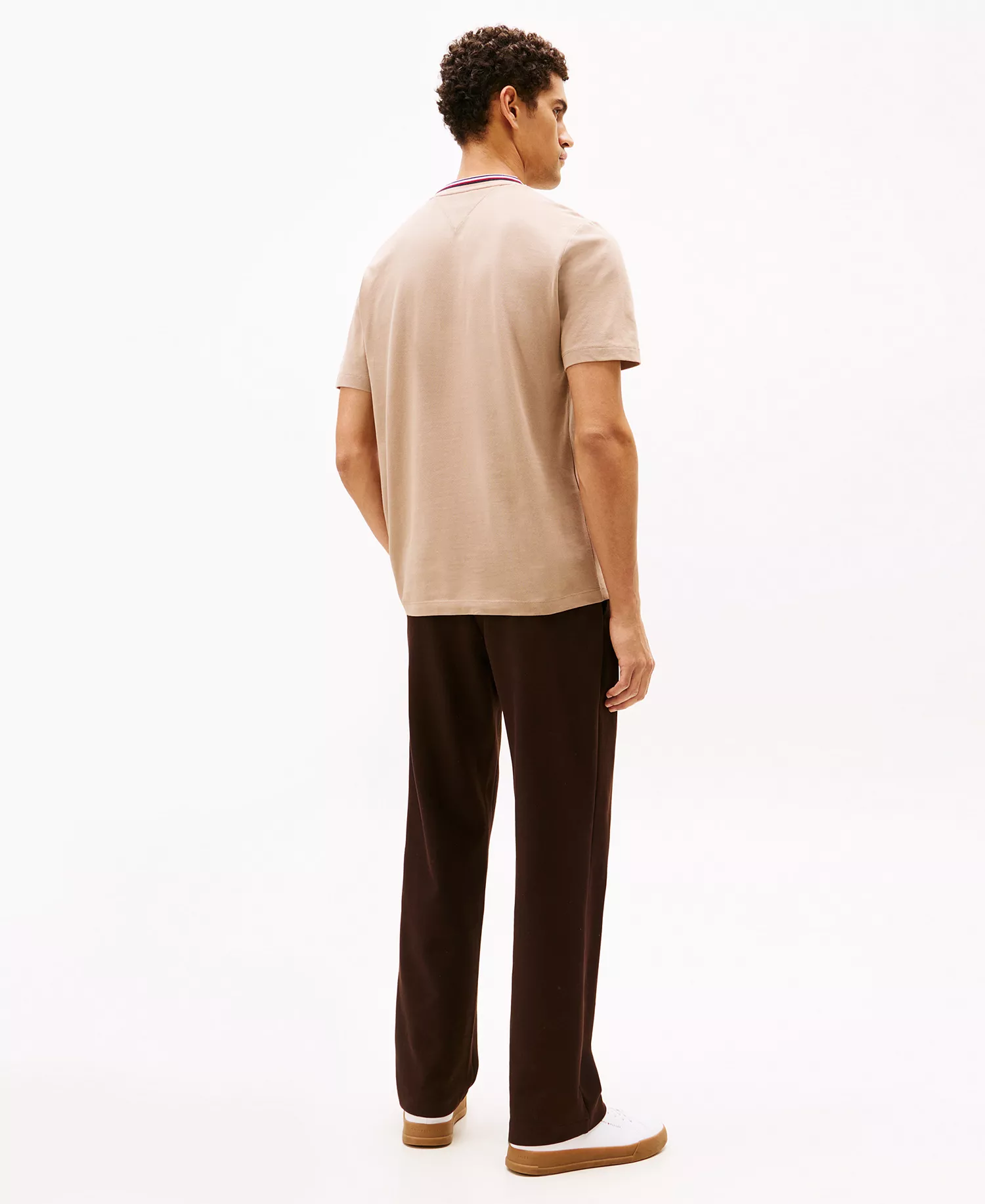 Men's Neck Stripe Detail Pique Pocket T-Shirt - Coastal Taupe - L