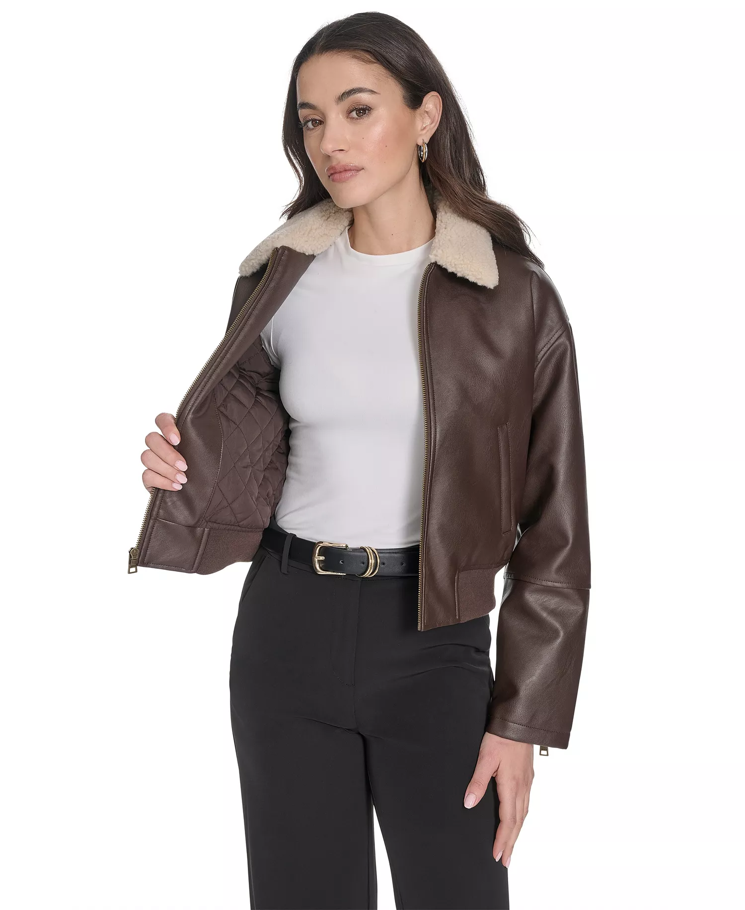 Women's Sherpa Collar Bomber Jacket - Black - L