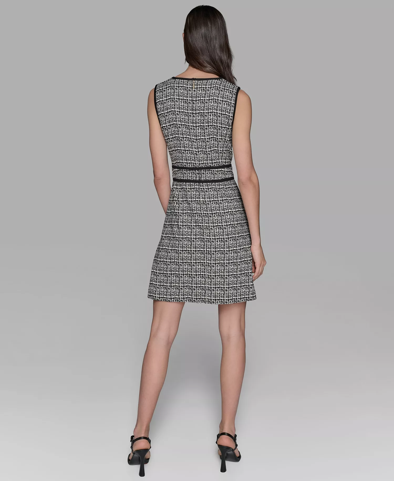 Women's Textured Jacquard A-Line Dress - Black/soft White - 12