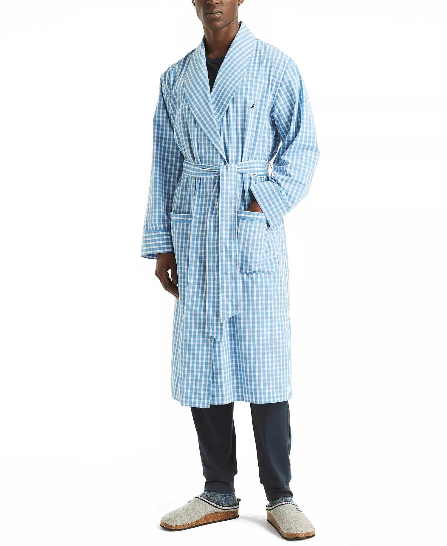 Men's Crafted Plaid Robe - Blue Yonder - L/XL