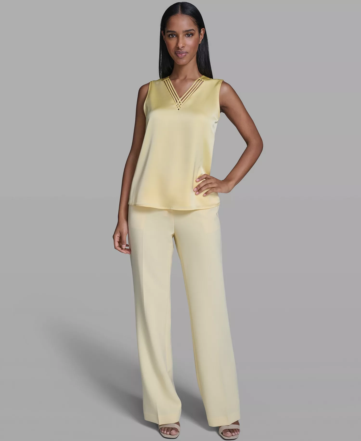 Women's Geo V-Neck Camisole - Aqua Mist - L