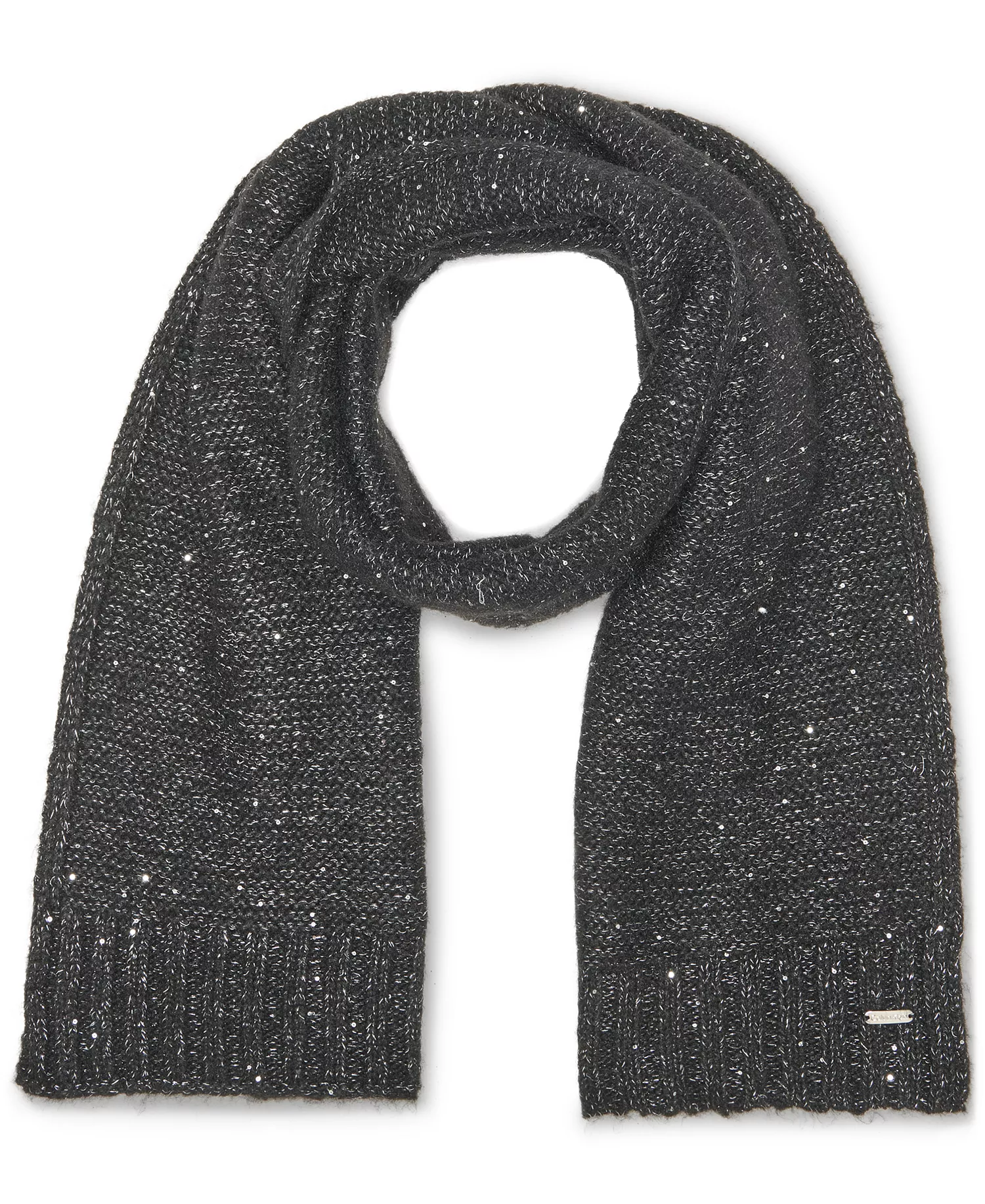 2-Piece Mini Sequin Hat and Scarf Set - Black - OS