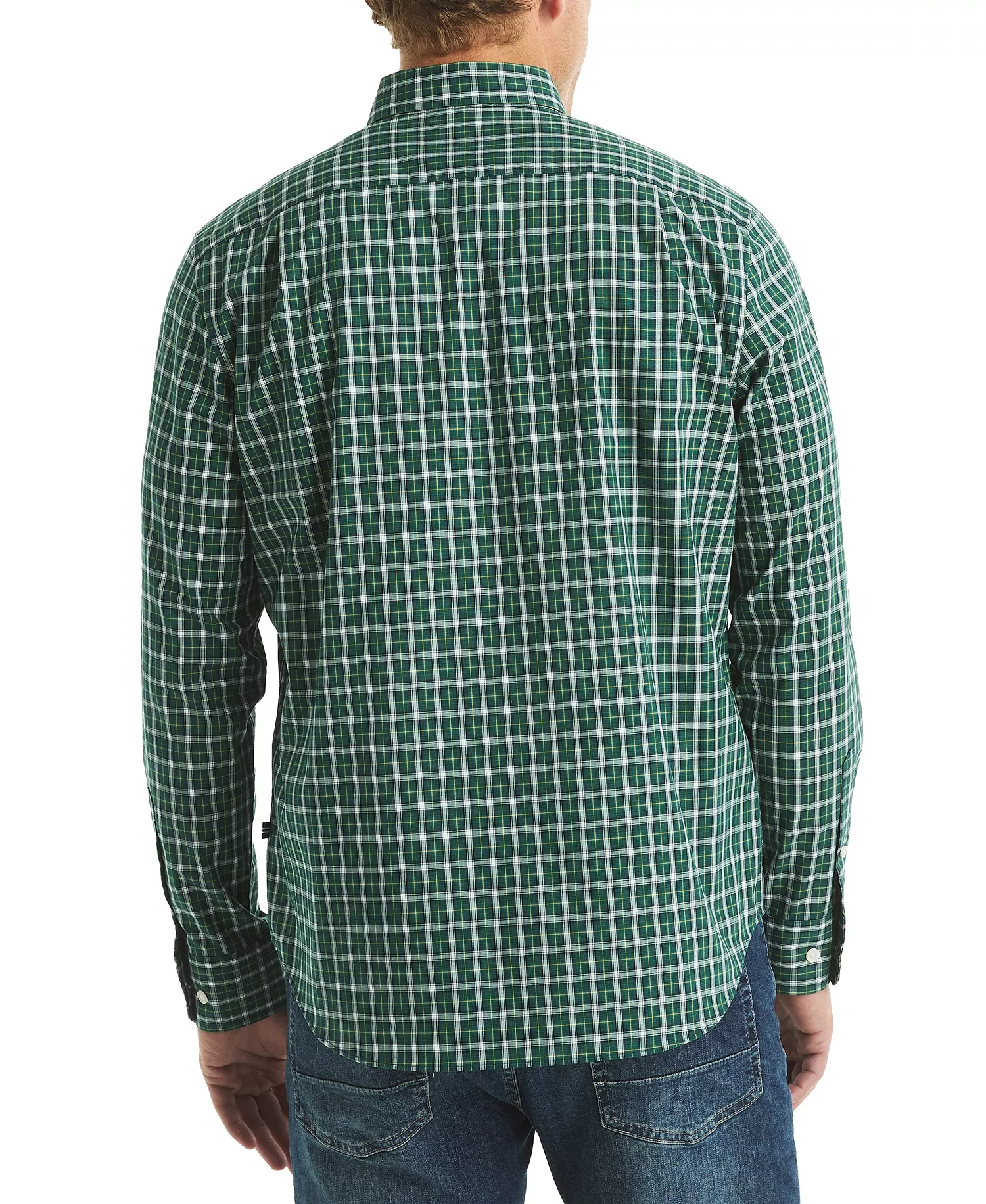 Men's Plaid Pattern Button-Down Shirt - Spruce - 2XL