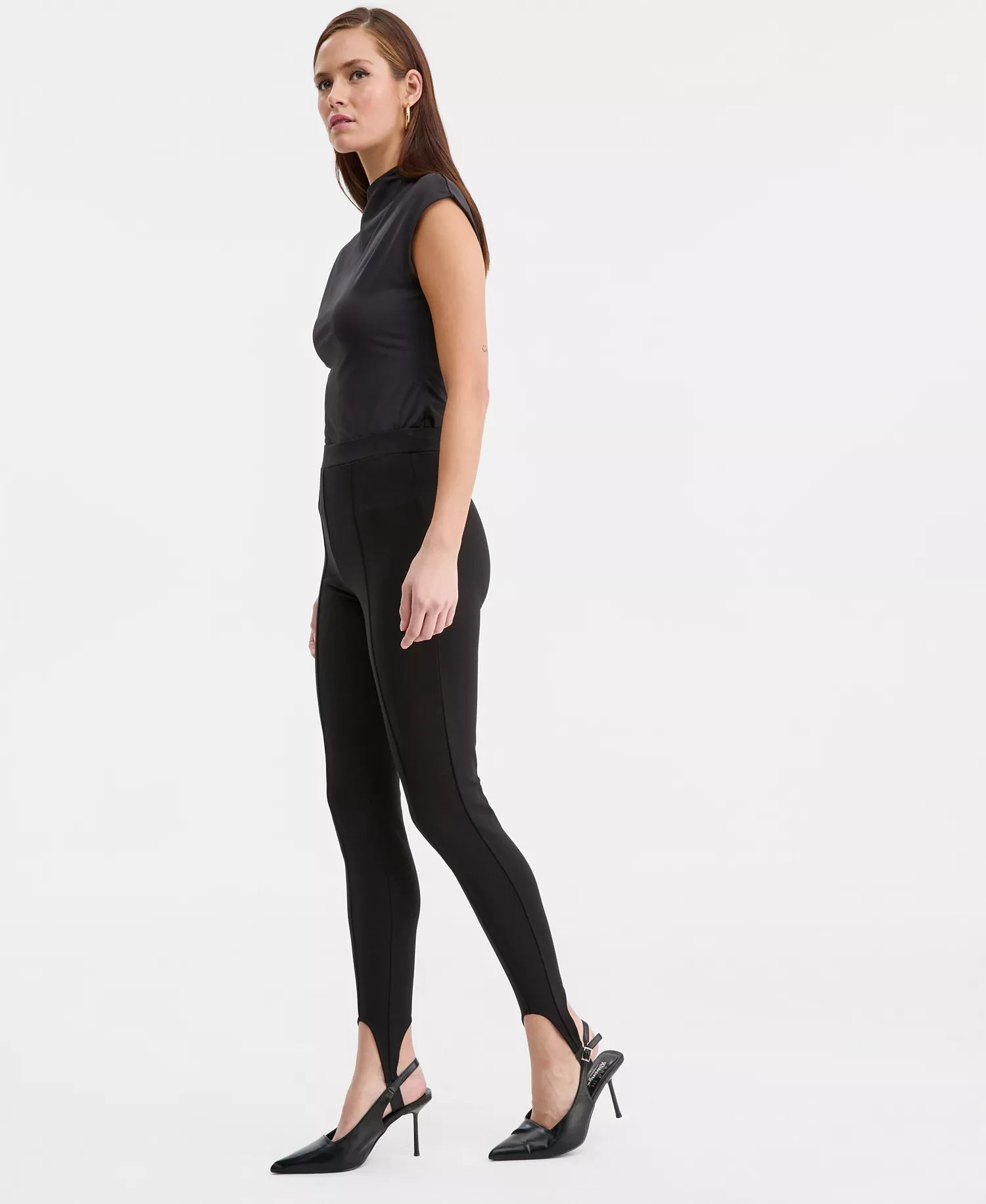 Women's Stirrup Leggings, Macy's Exclusive - Deep Black - L