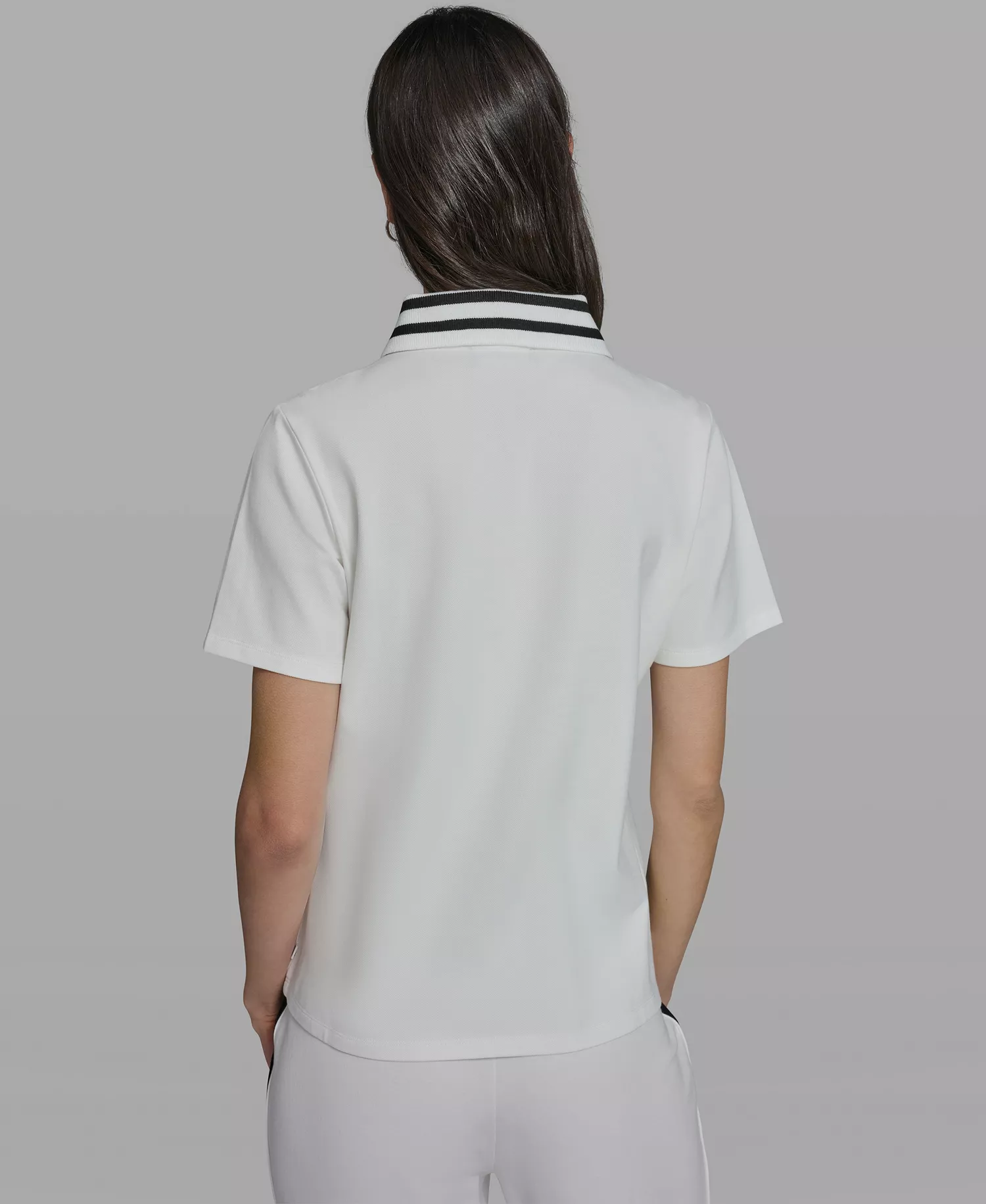 Women's Choupette Knit Collared Polo Top - White - L
