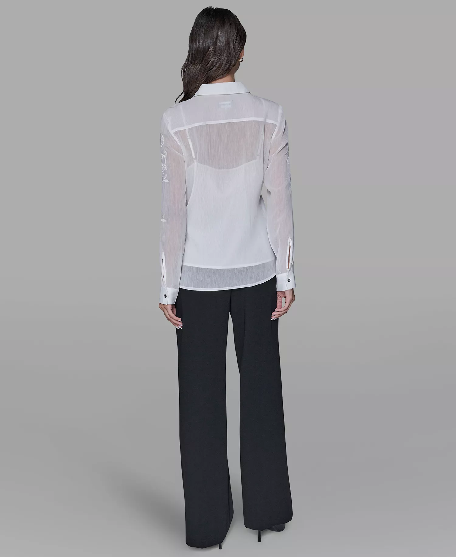 Petite Flower Button Down Shirt - Soft White - P/L