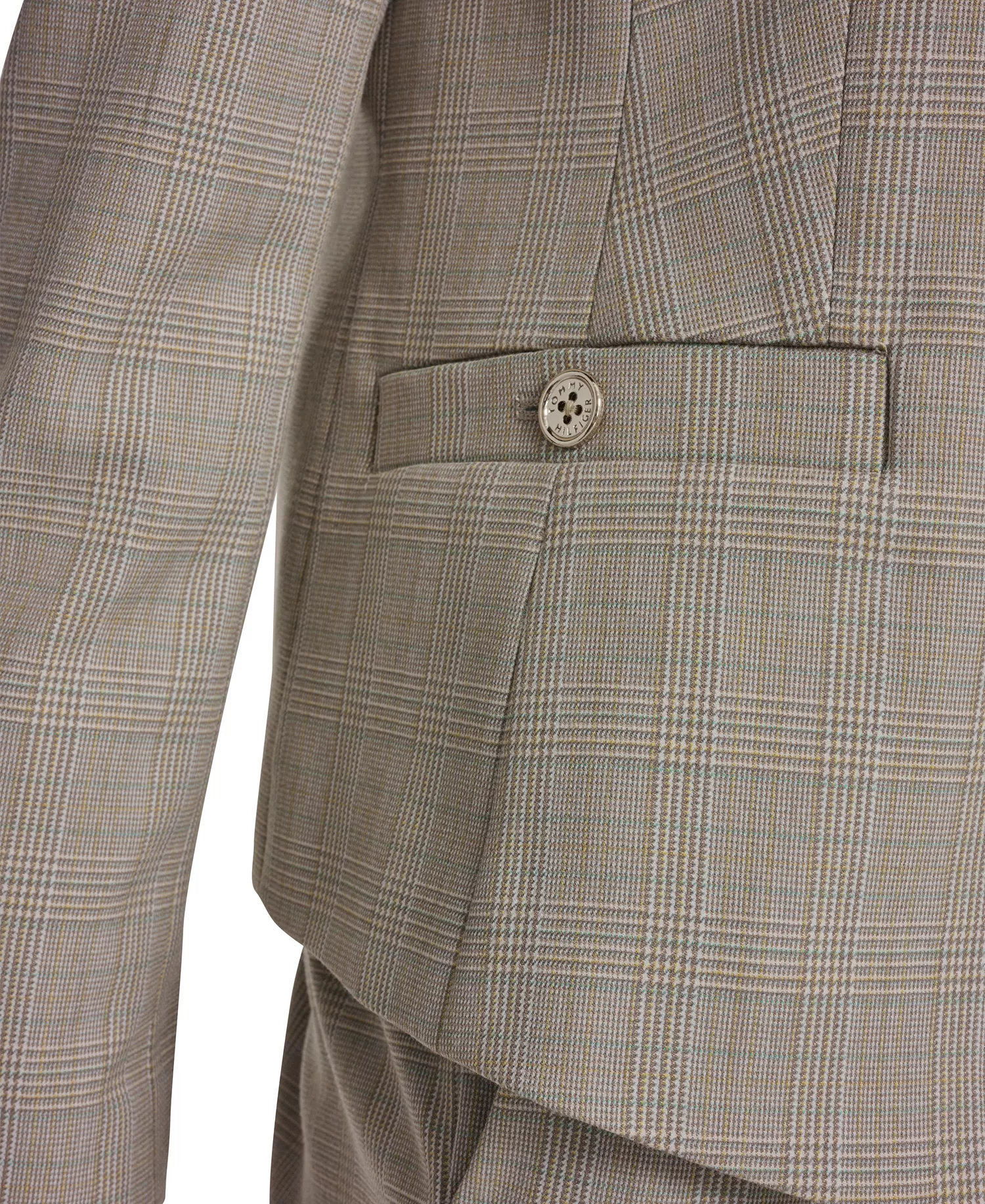 Women's Plaid Open Front Blazer,  Short-Sleeve Tipped Sweater and Plaid Bootcut Trousers - Harbor Gray Multi - 0