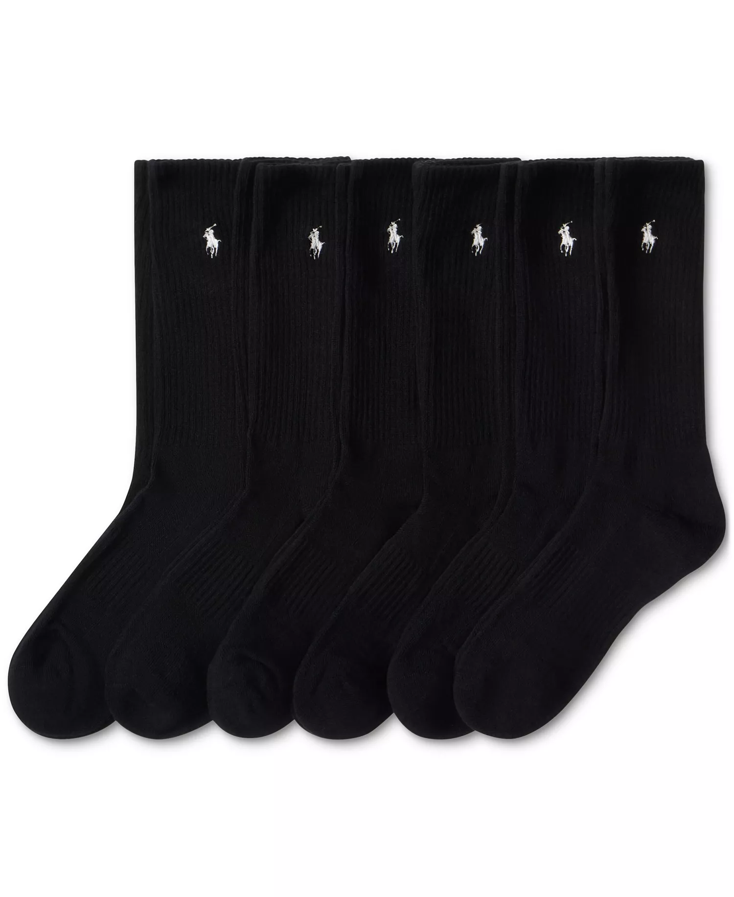 Men's 6-Pk. Performance Sport Crew Socks  - Black - 10-13