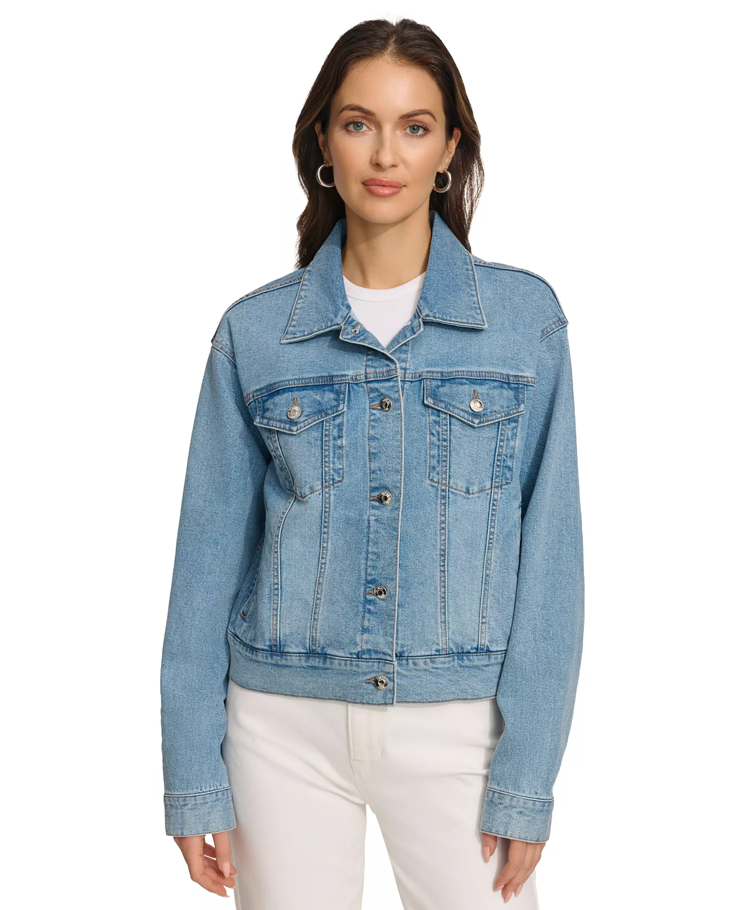 Women's Foundation Denim Trucker Jacket - Medium Wash Denim - L
