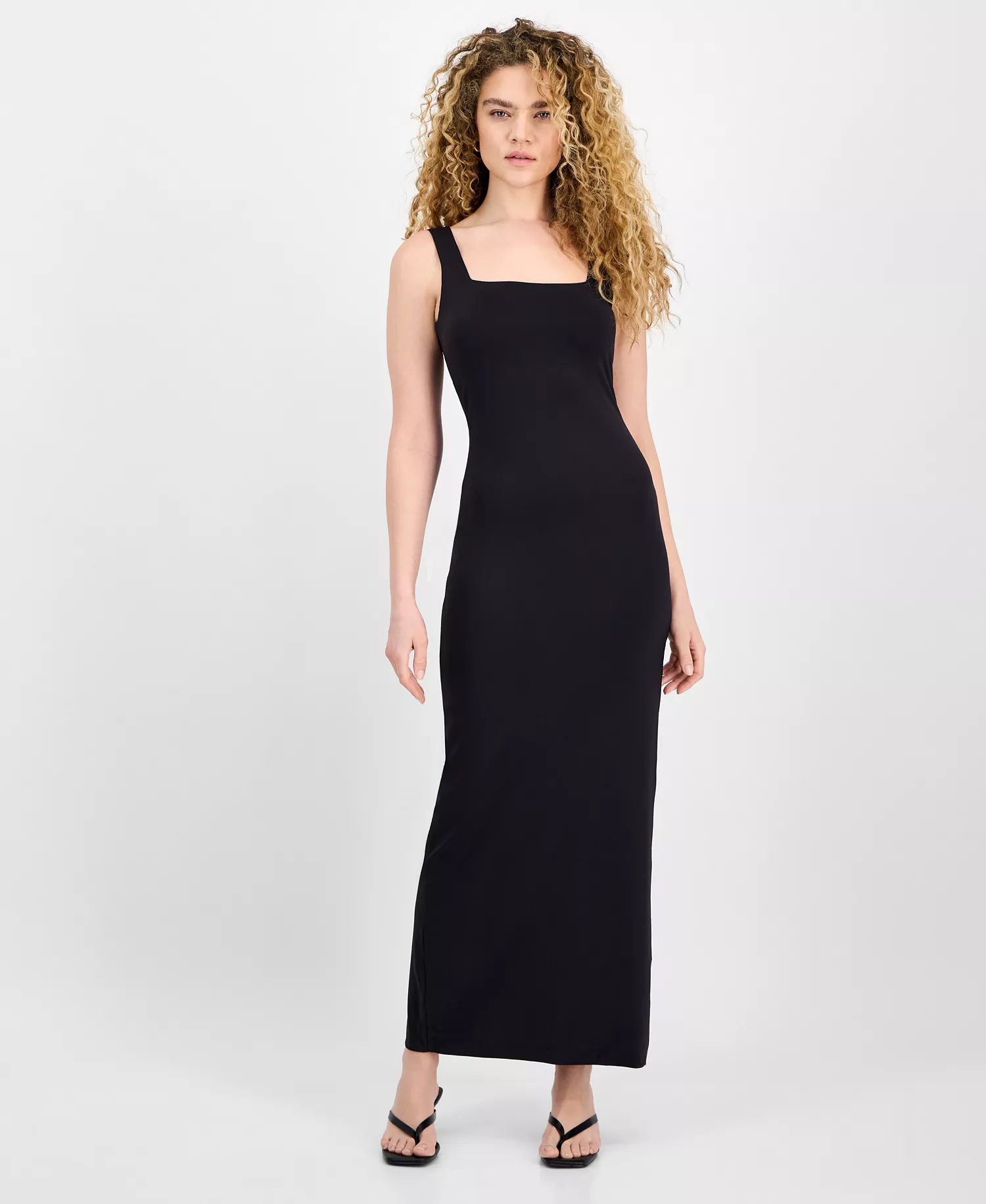 Women's Square Neck Sleeveless Maxi Dress, Exclusively at Macy's - Black - S