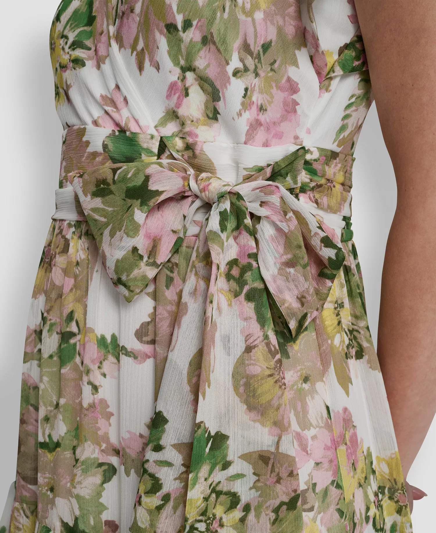 Women's V-Neck Tiered Long Dress - Ivory Multi - 10