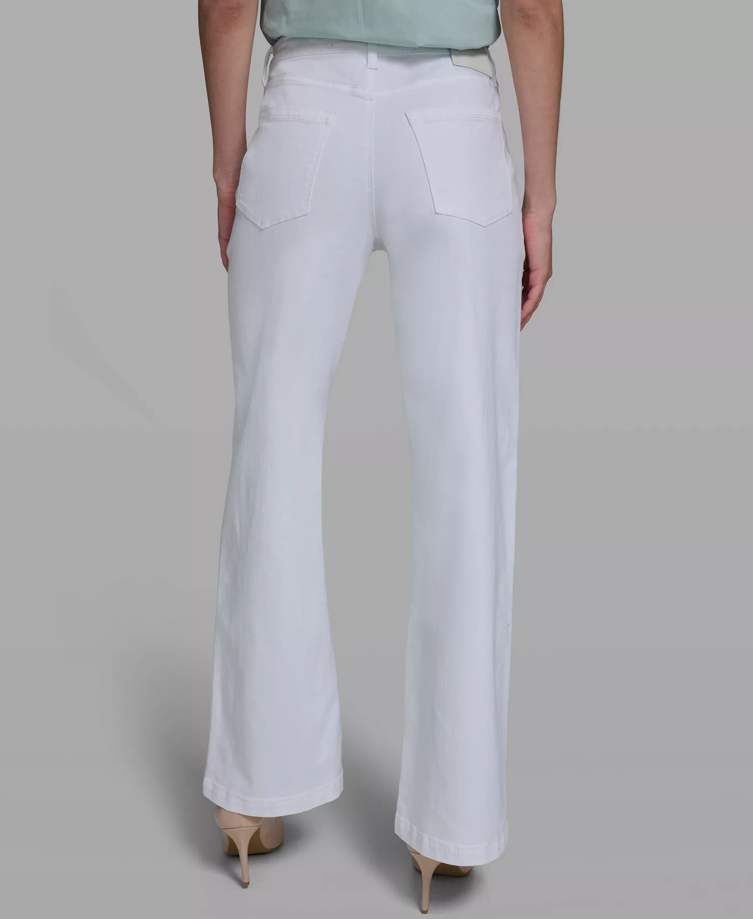 Women's Wide-Leg Mid-Rise Front Pocket Jeans - White Denim - 0