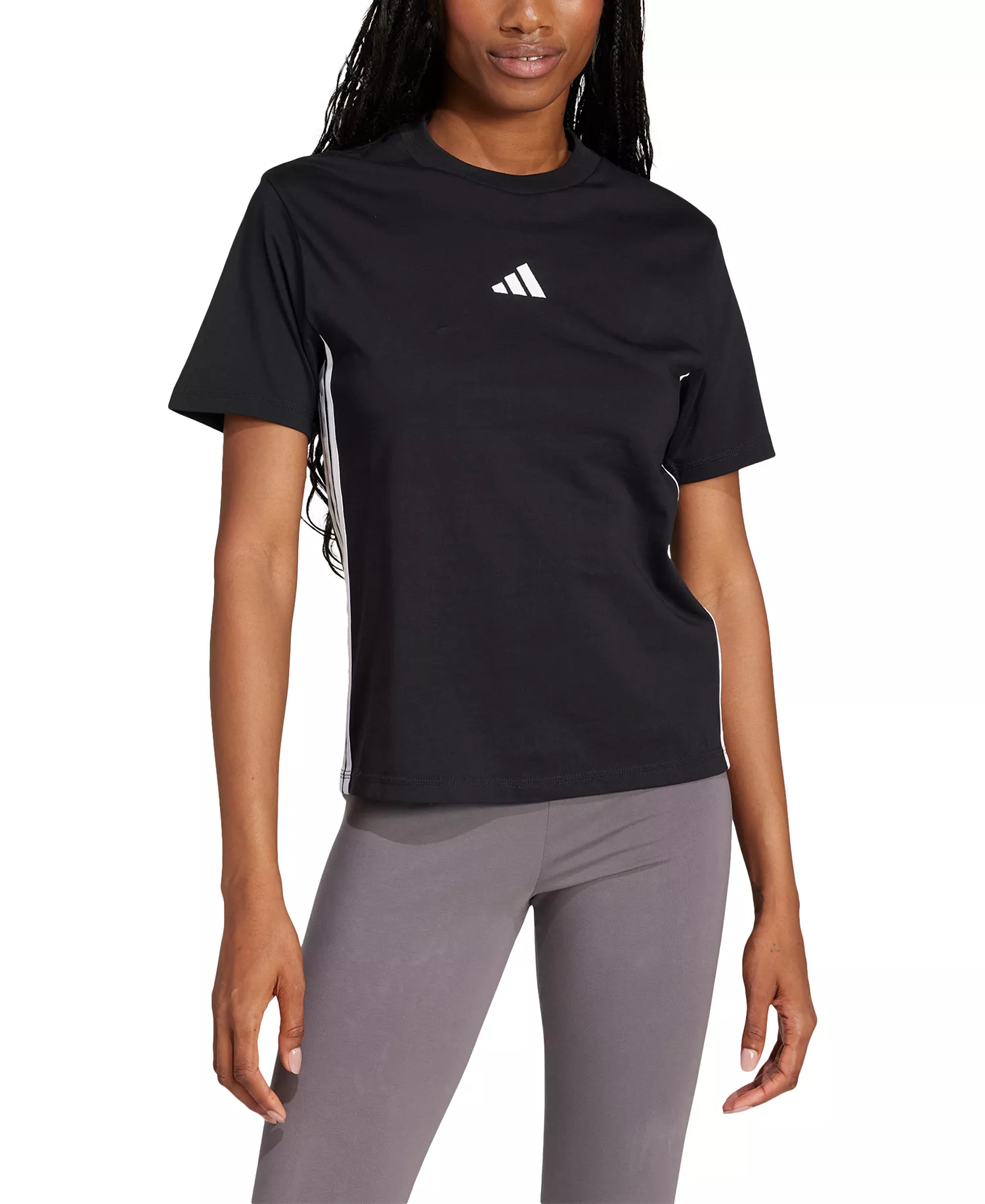 Women's Essentials 3-Stripes Cotton T-Shirt - Black/white - S