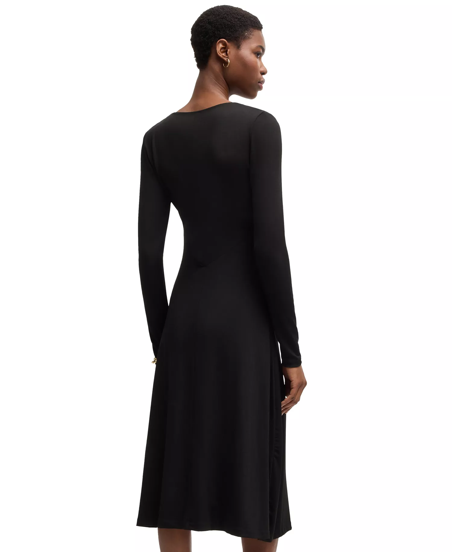 Women's Stretch Crepe Twist-Front Dress - Black - M