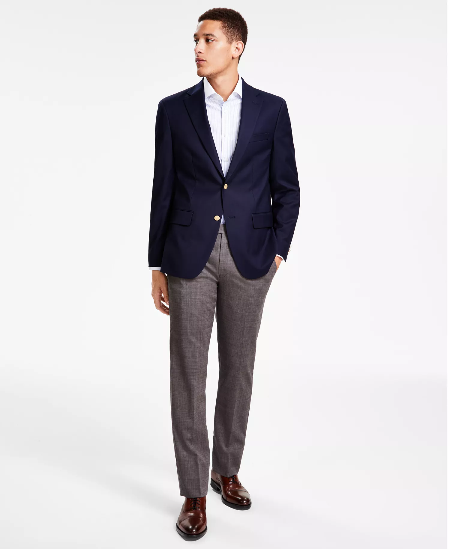 Men's Modern-Fit Solid Navy Blazer - Navy - 36R