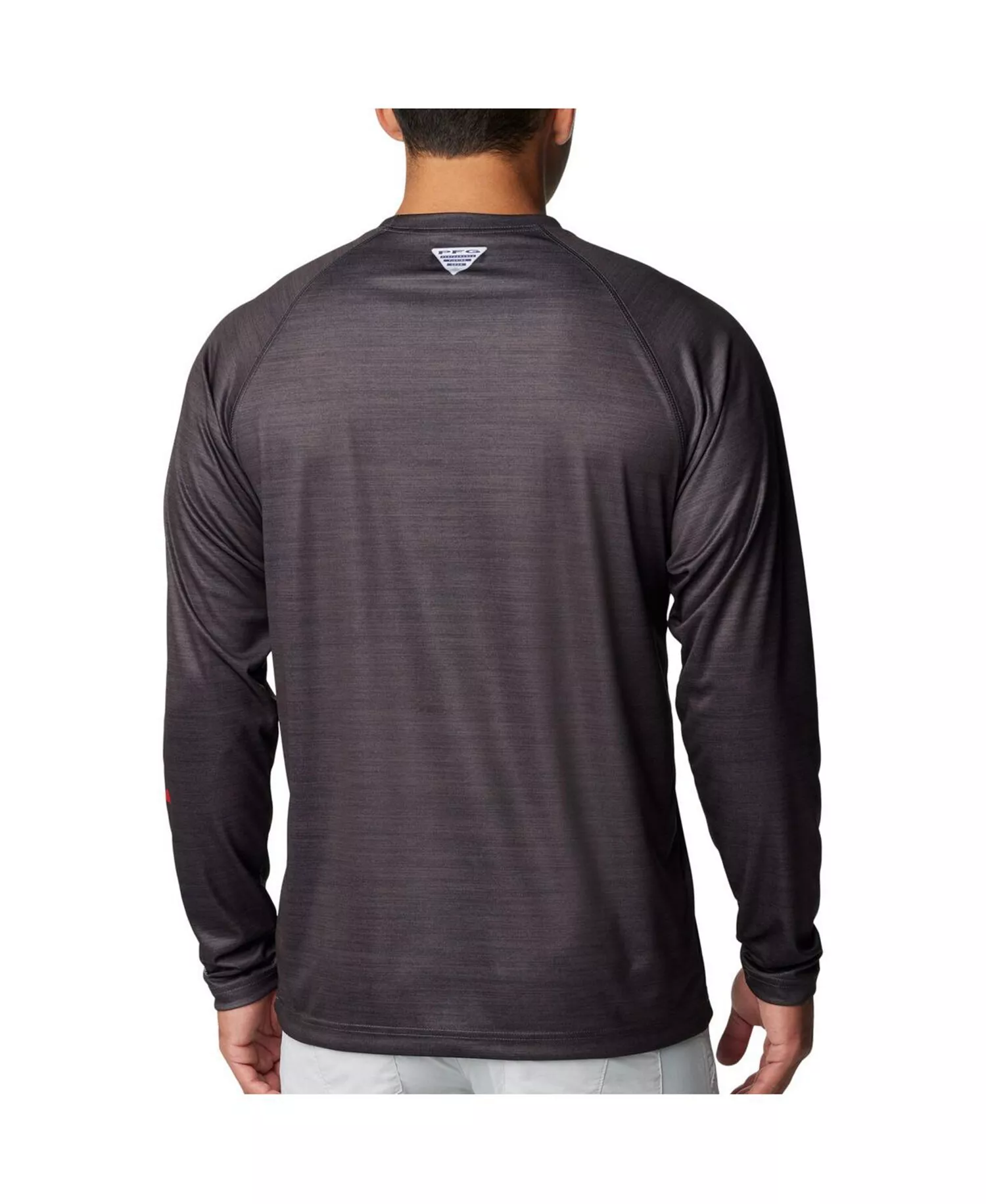 Men's Heather Charcoal Nebraska Huskers PFG Terminal Tackle Omni-Shade Raglan Long Sleeve T-shirt - Heather Charcoal - M