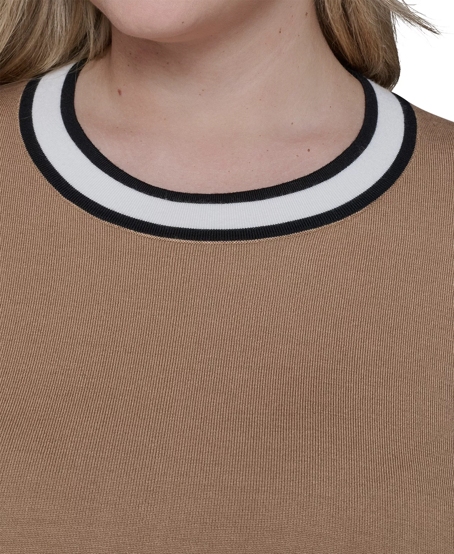 Women's Plus Size Crew Neck Short-Sleeve Sweater - Black - 0X