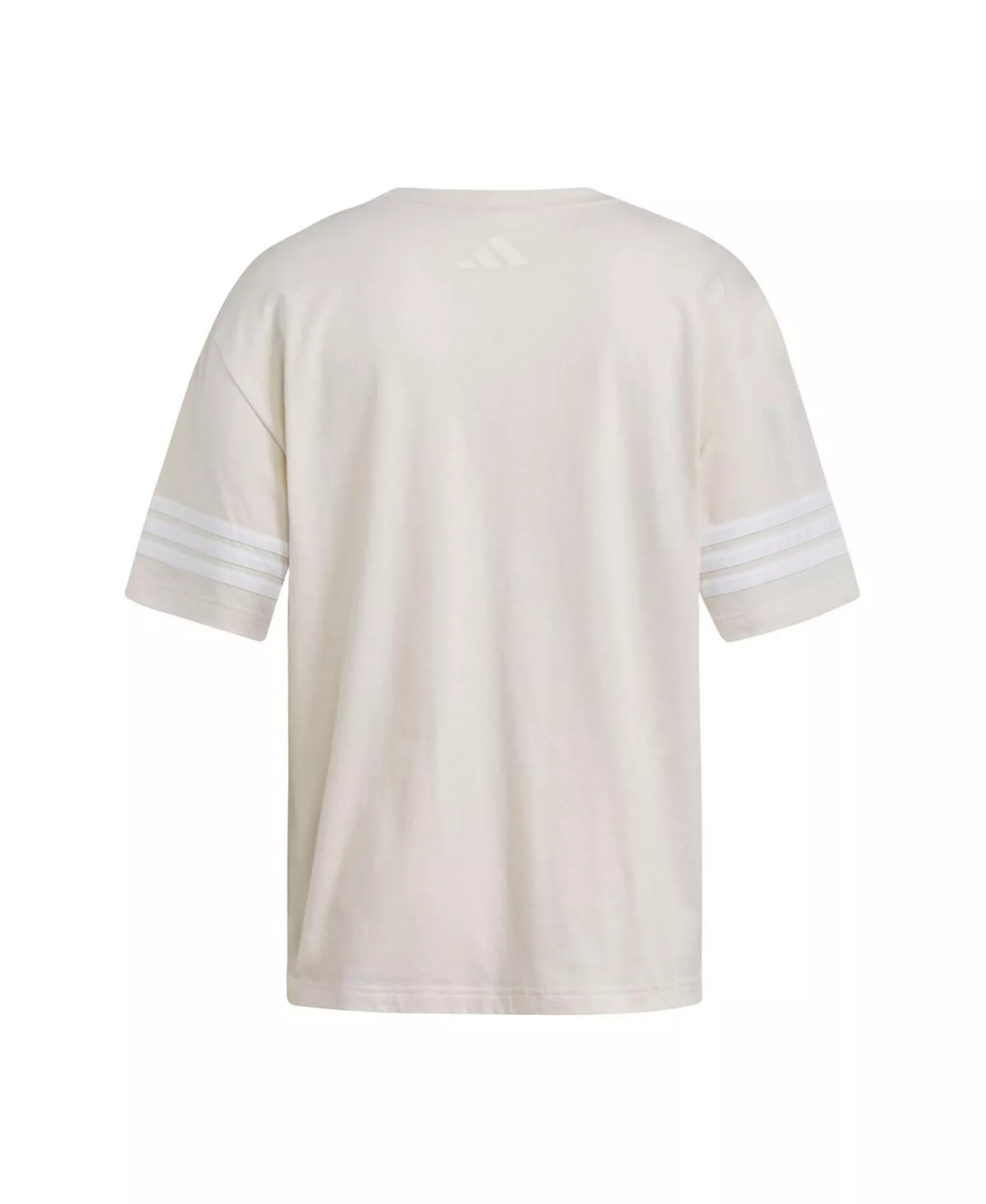 Women's Cream Kansas Jayhawks Fashion Three-Stripes Oversized T-Shirt - Cream - L