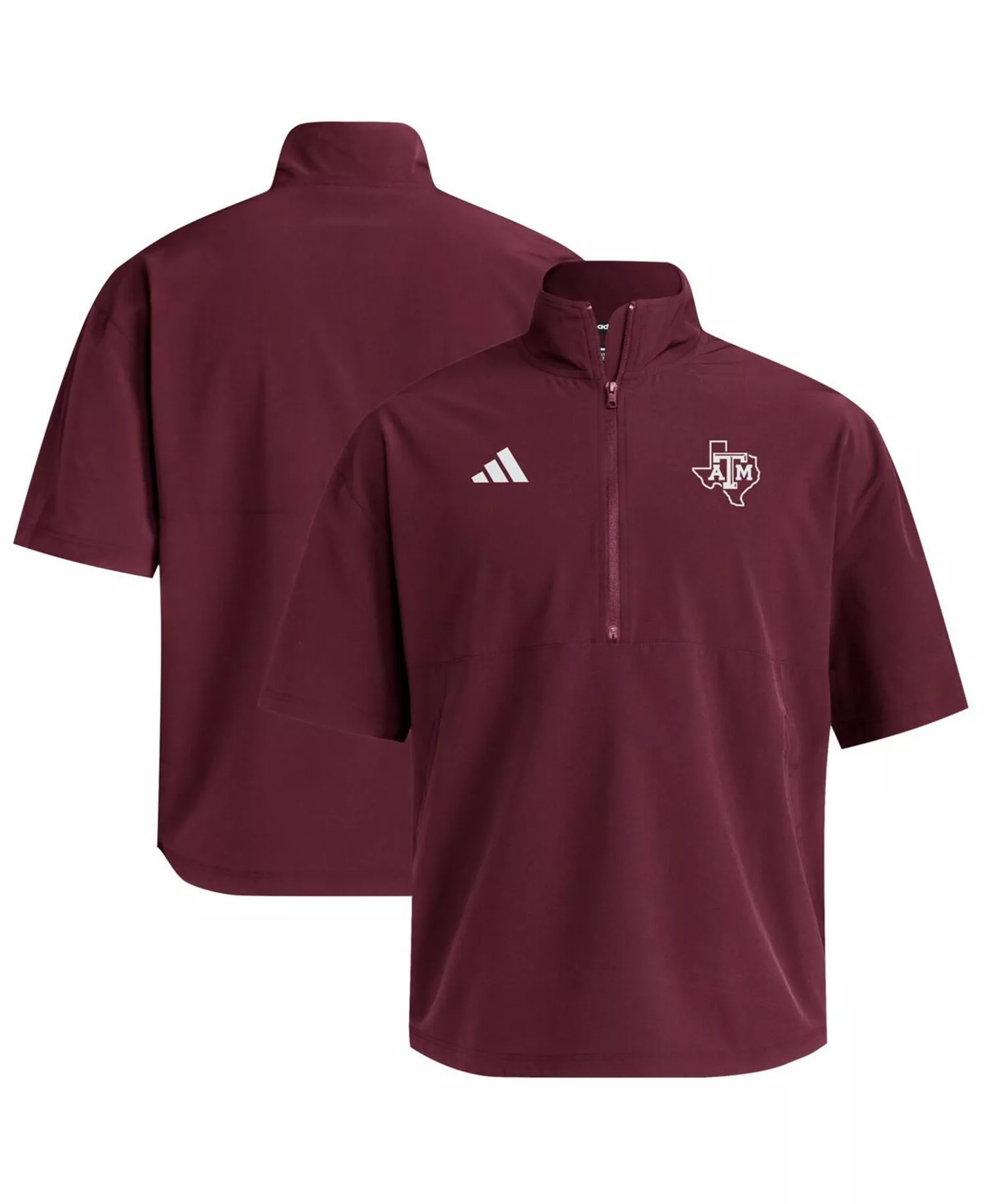 Men's Maroon Texas A&M Aggies Woven Quarter-Zip Short Sleeve Pullover Sweatshirt - Maroon - 2XL