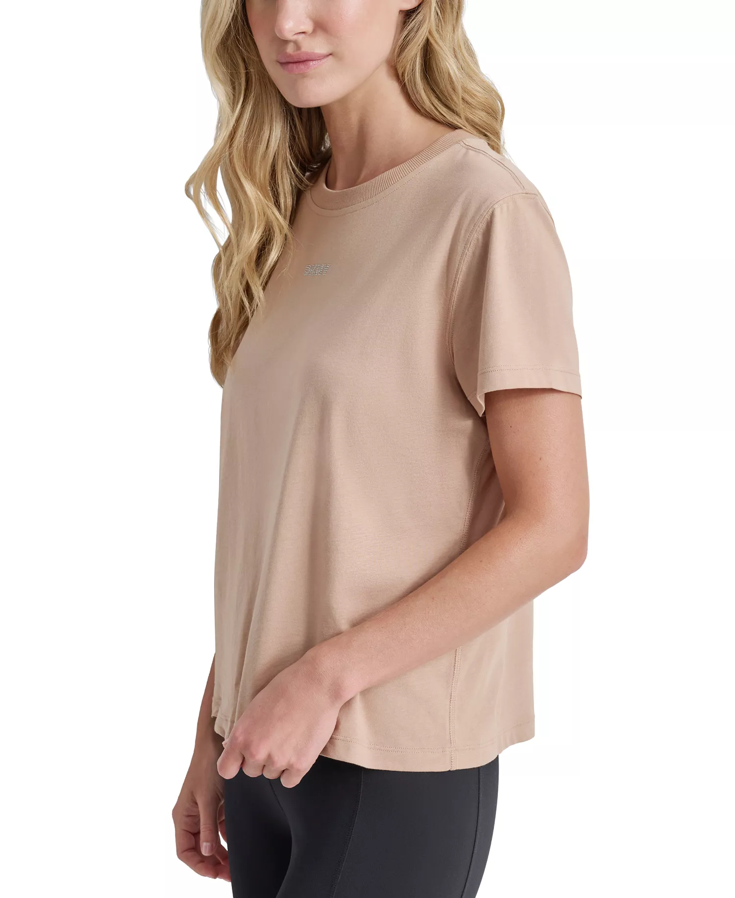 Women's Cotton Stud Logo Knot-Front T-Shirt - Black - L
