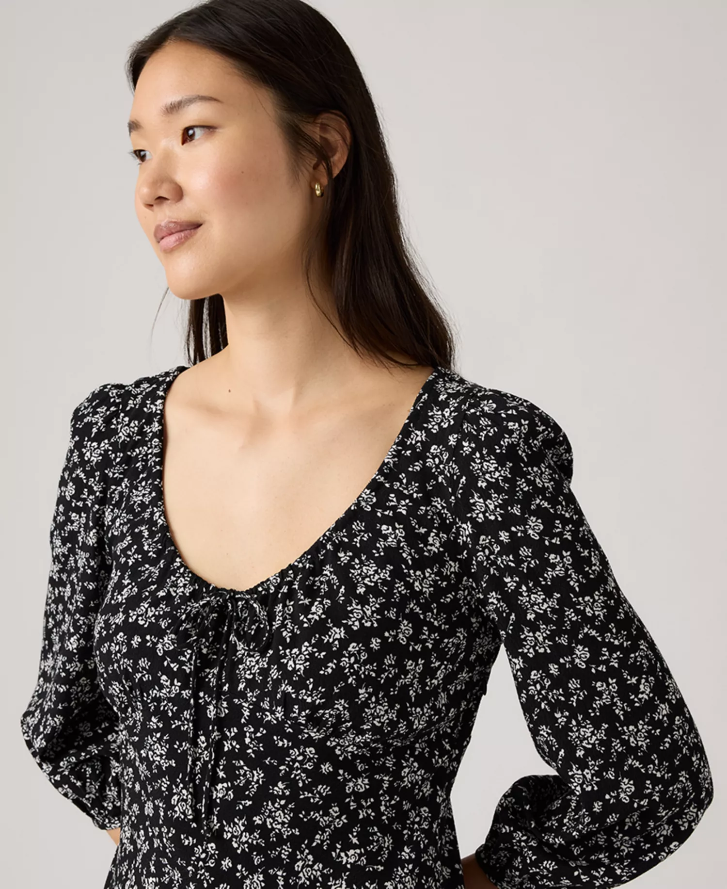 Women's Odette Holiday V-Neck Mini Dress - Curie Floral Anthracite Night - L