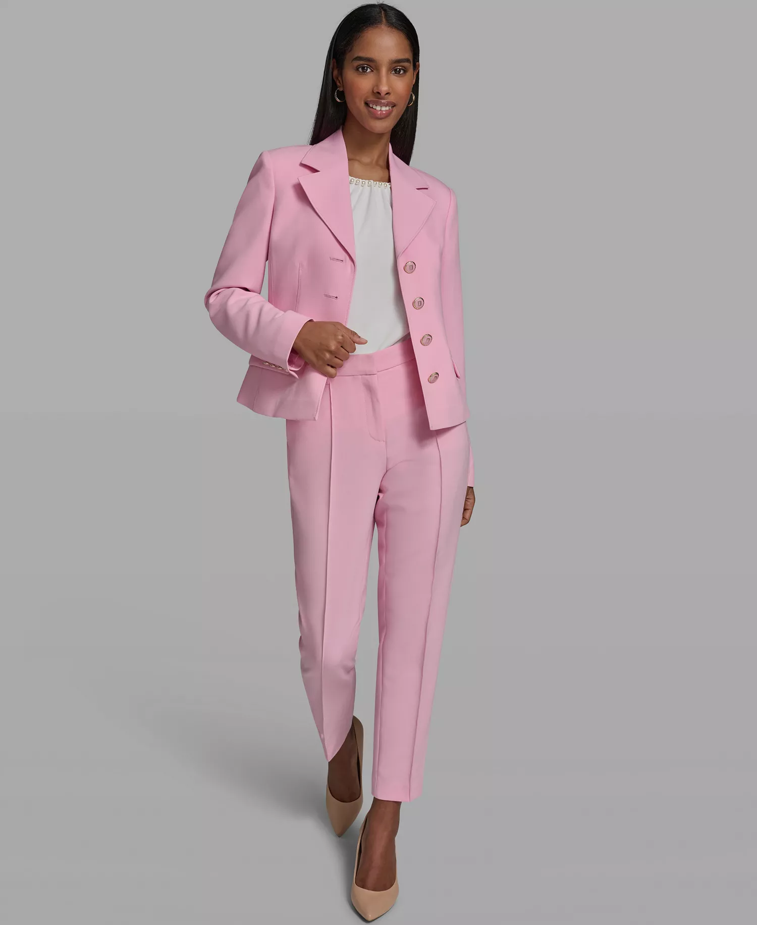 Women's Cropped Collared Woven Jacket - Prism Pink - 0