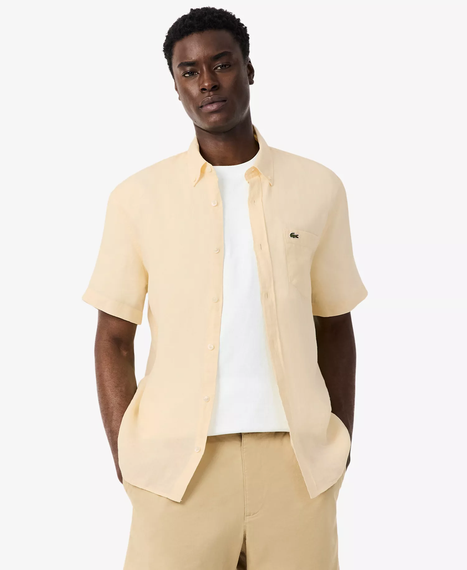 Men's Regular-Fit Logo Linen Shirt - Naturel Clair - 2XL