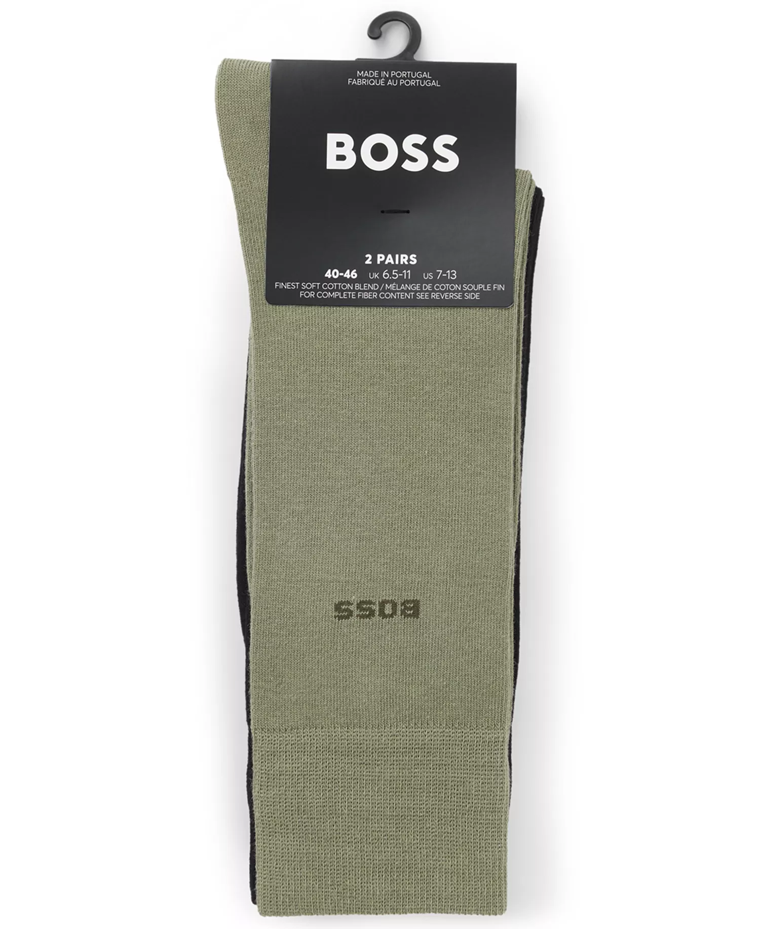 Men's Uniform Color Solid Socks, 2-Pack - Open Green/Black - 10-13