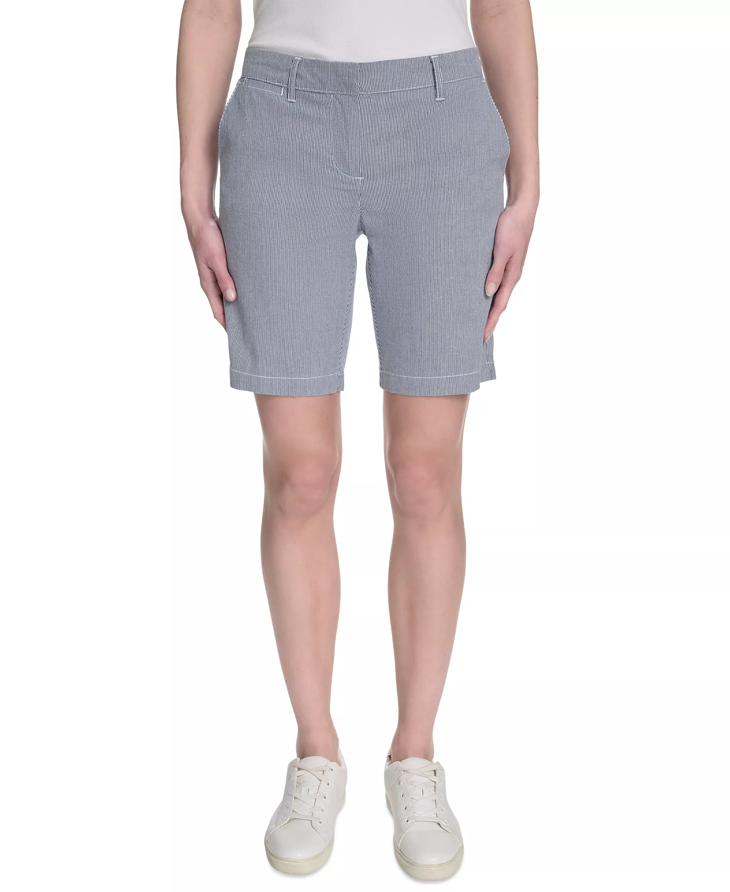 Women's Striped Riviera Mid-Rise Shorts - Blue/white - 10