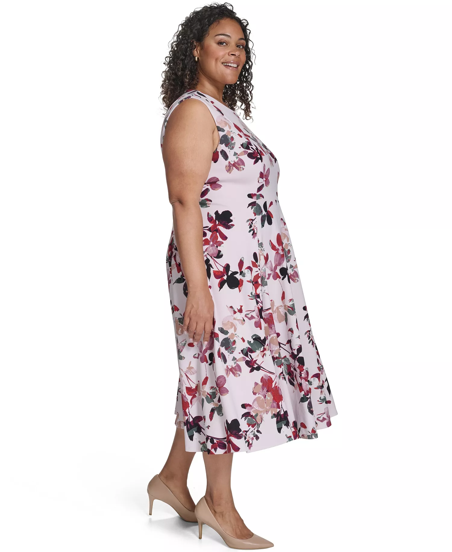 Plus Size Floral Print Fit & Flare Dress - Blush Multi - 14W