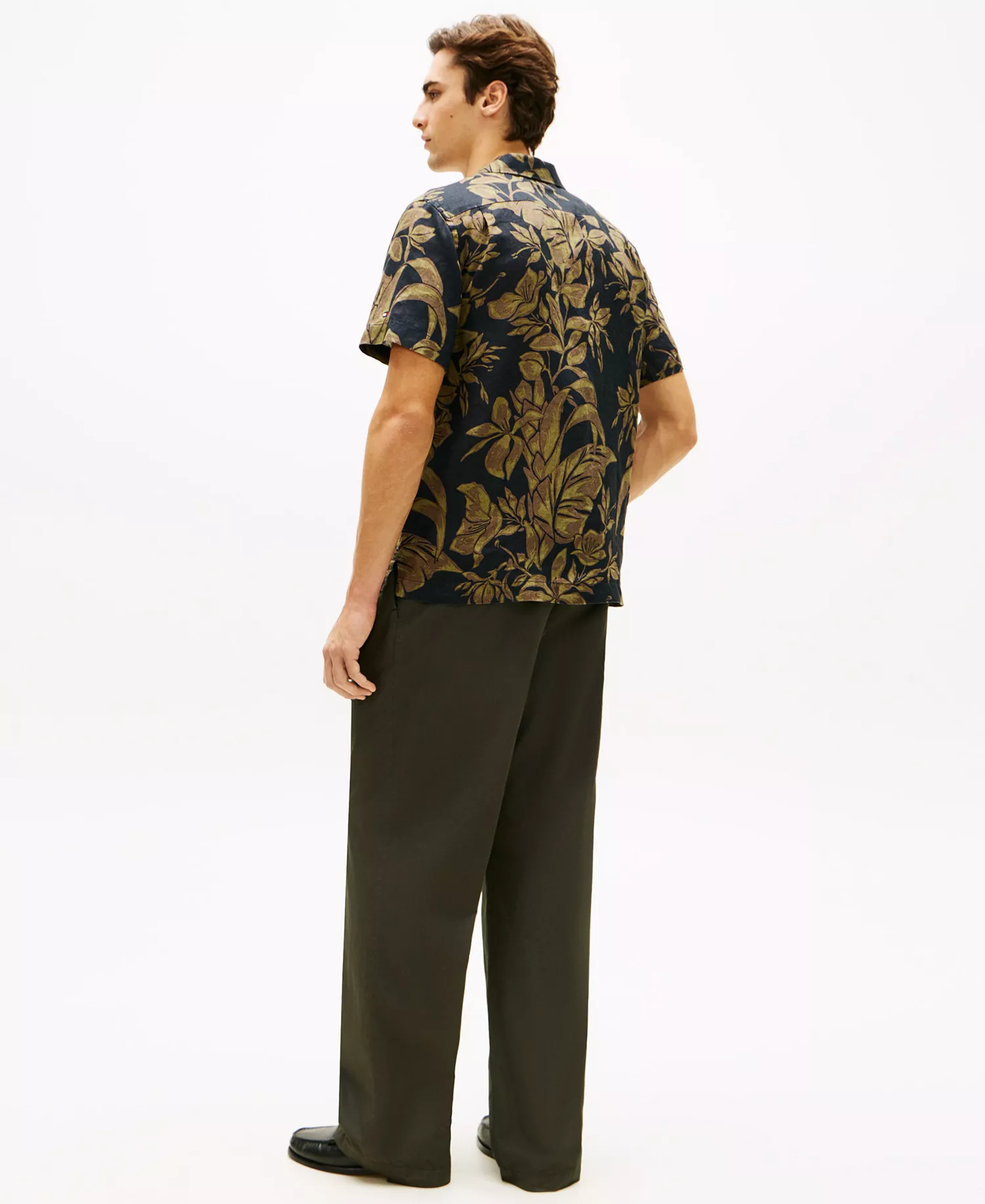 Men's Linen All-Over Floral Short-Sleeve Print Shirt - Dark Night Navy/Allover - L