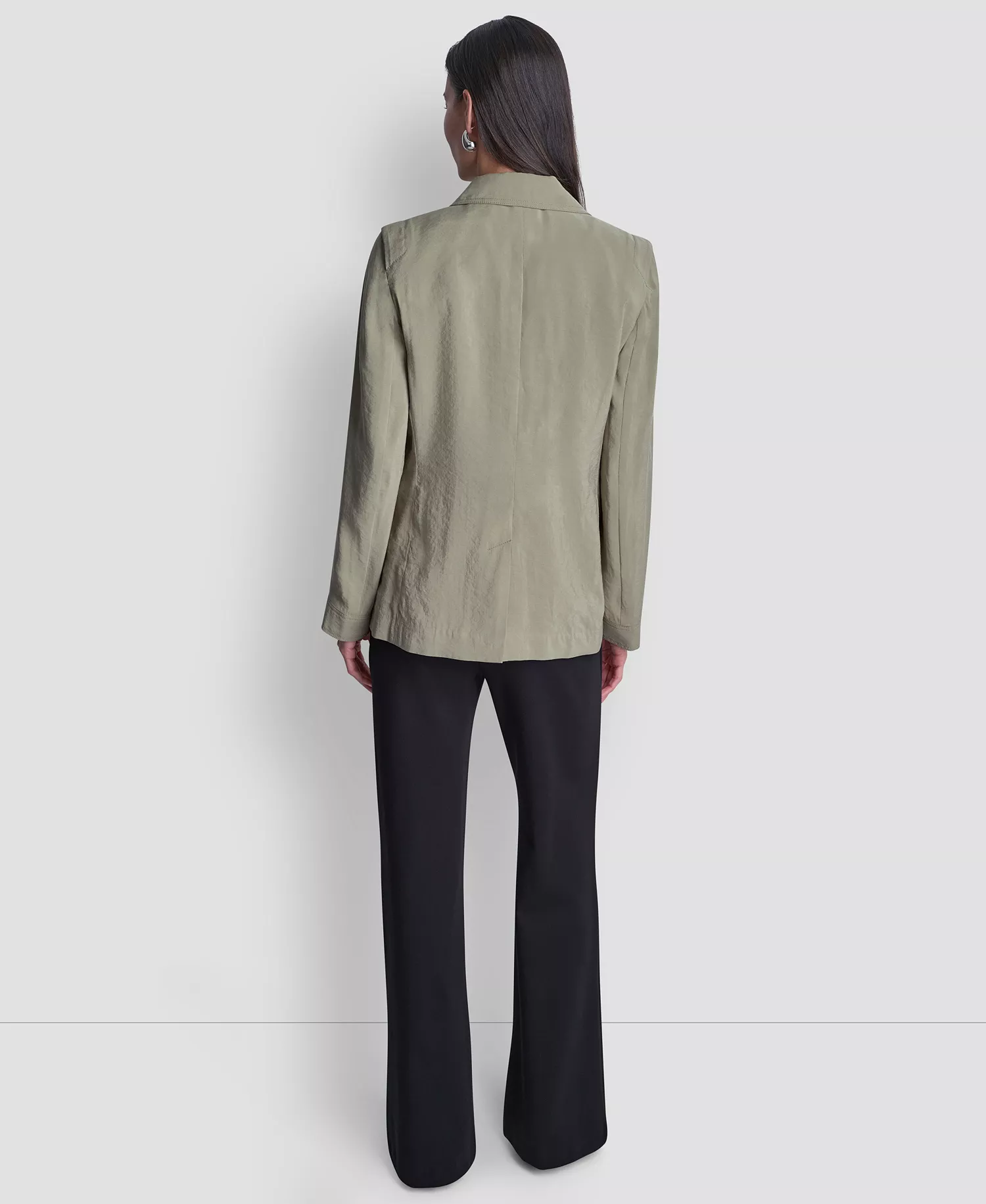 Women's Peak Lapel Collar Sueded Fuji Blazer - Light Fatigue - L