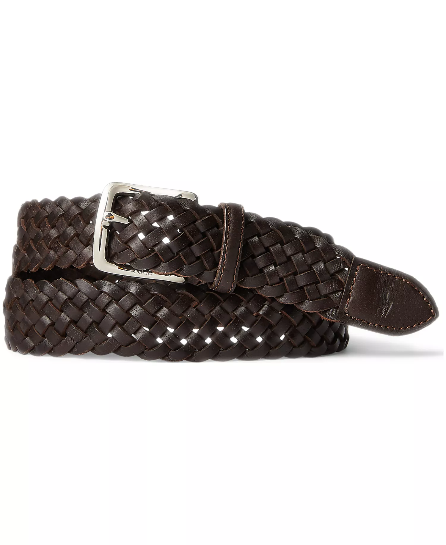 Men's Braided Vachetta Leather Belt - Dark Brown - 32