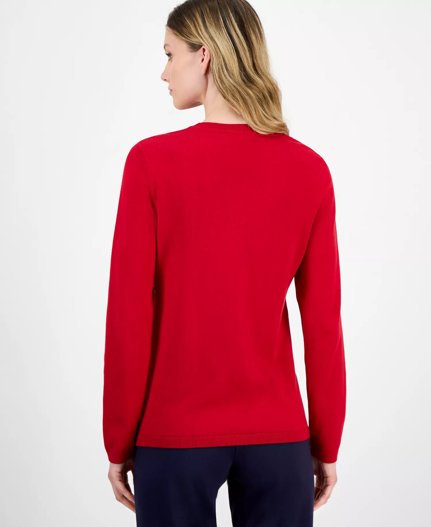 Nautica Women's Cotton Hanging Snowflake Sweater - Haute Red/ Gold - M