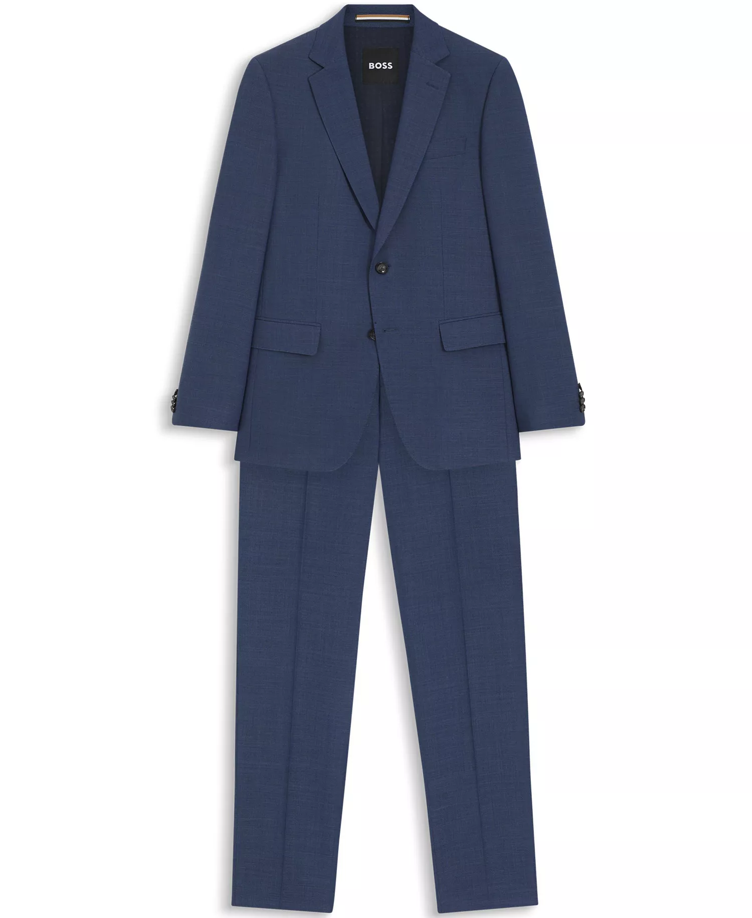 Men's Micro-Patterned Stretch Cloth Two-Piece Slim-Fit Suit - Open Blue - 38R