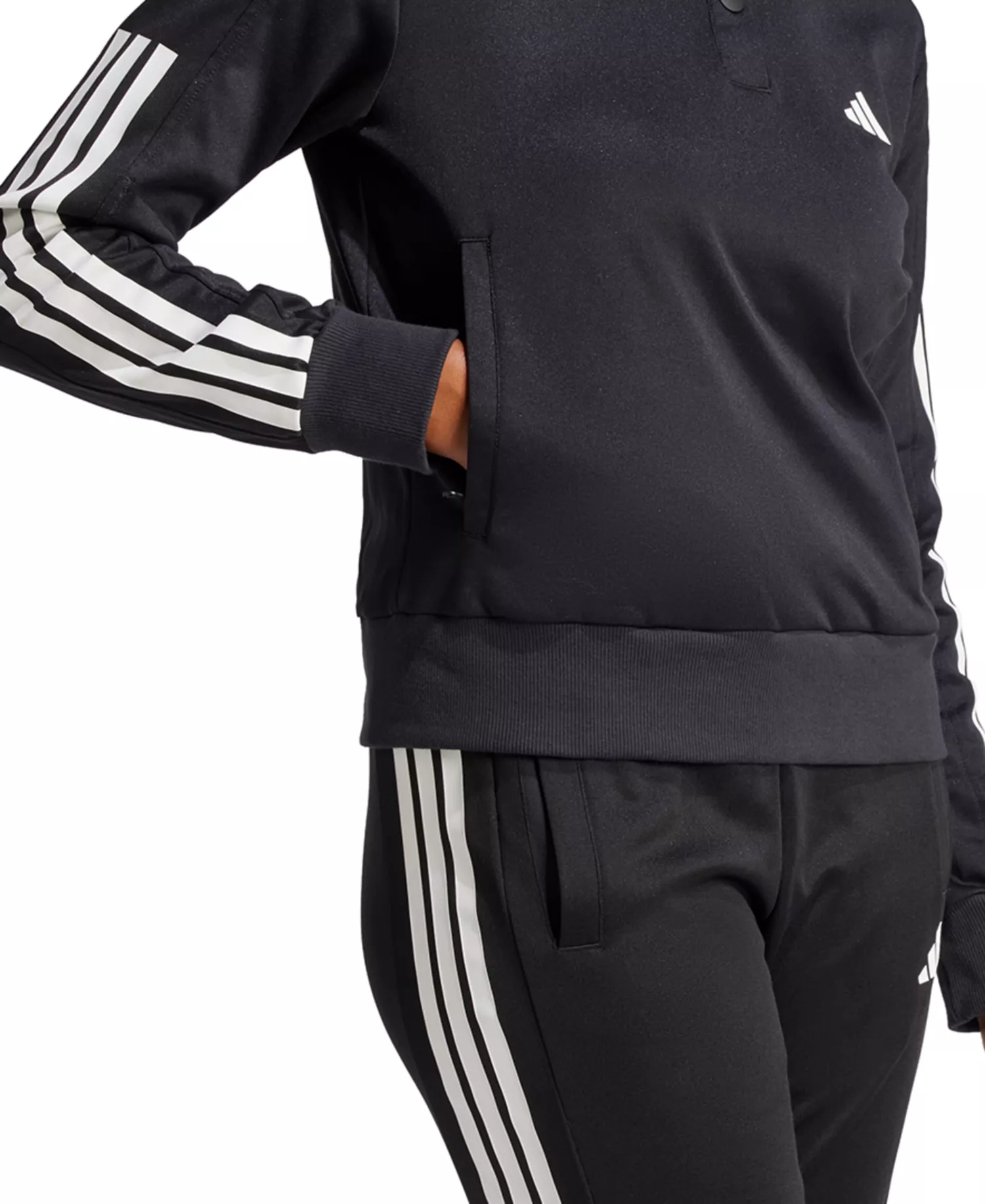 Women's Iconic 3-Stripes Snap Track Top - Black/black - L