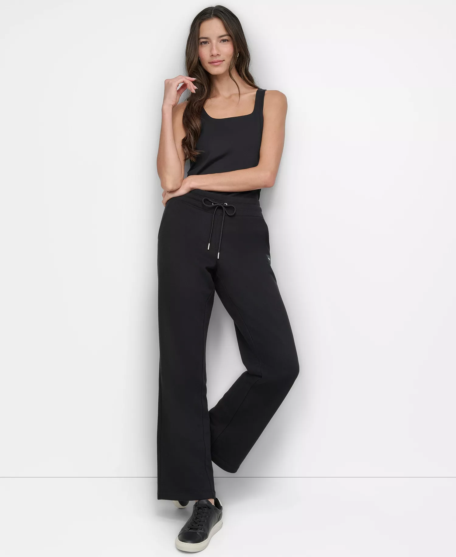 Women's Tonal Logo Patch Relaxed Fit Track Pants - Black - XL