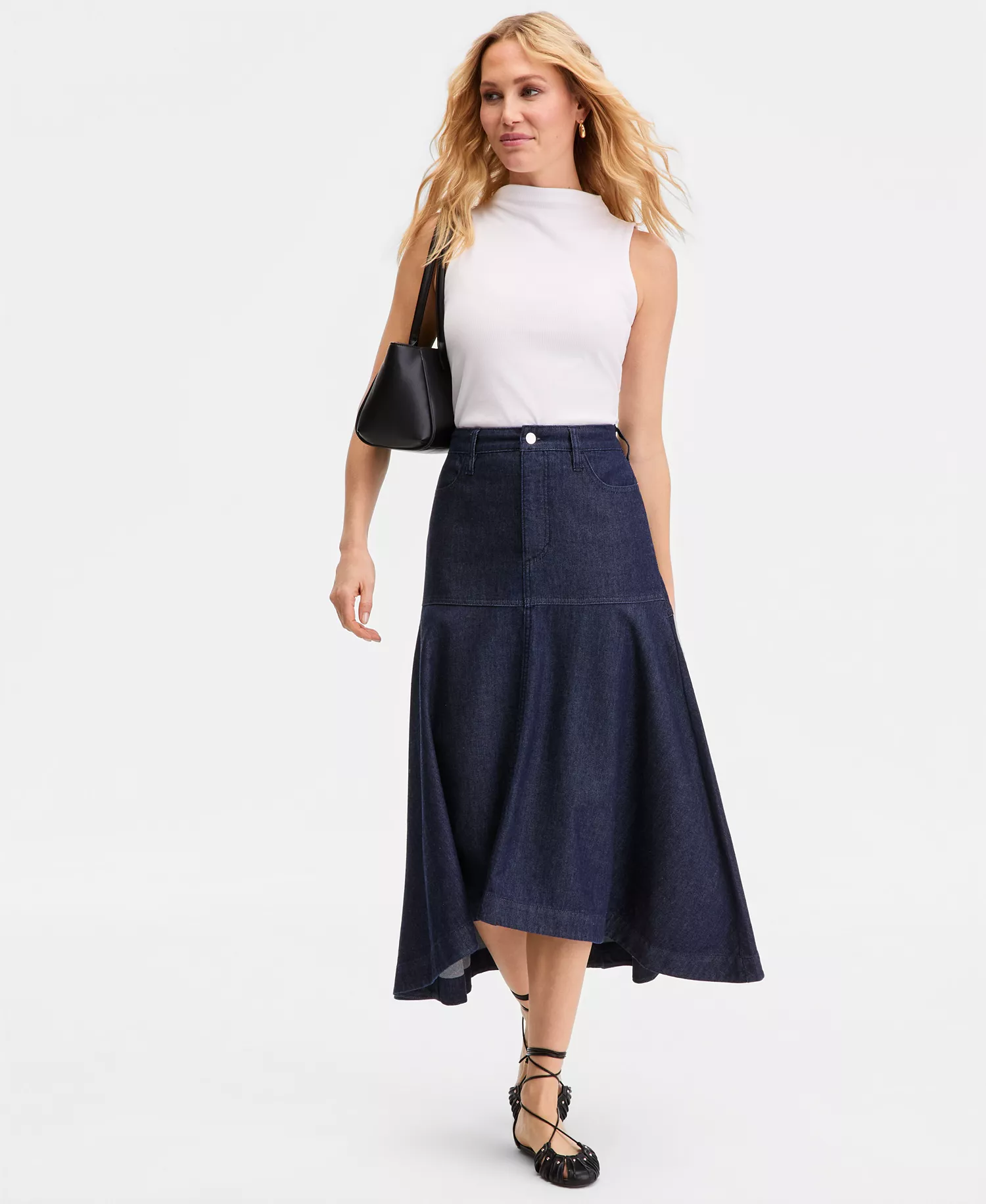 Women's Denim Midi Skirt, Macy's Exclusive - Hudson Wash - 0