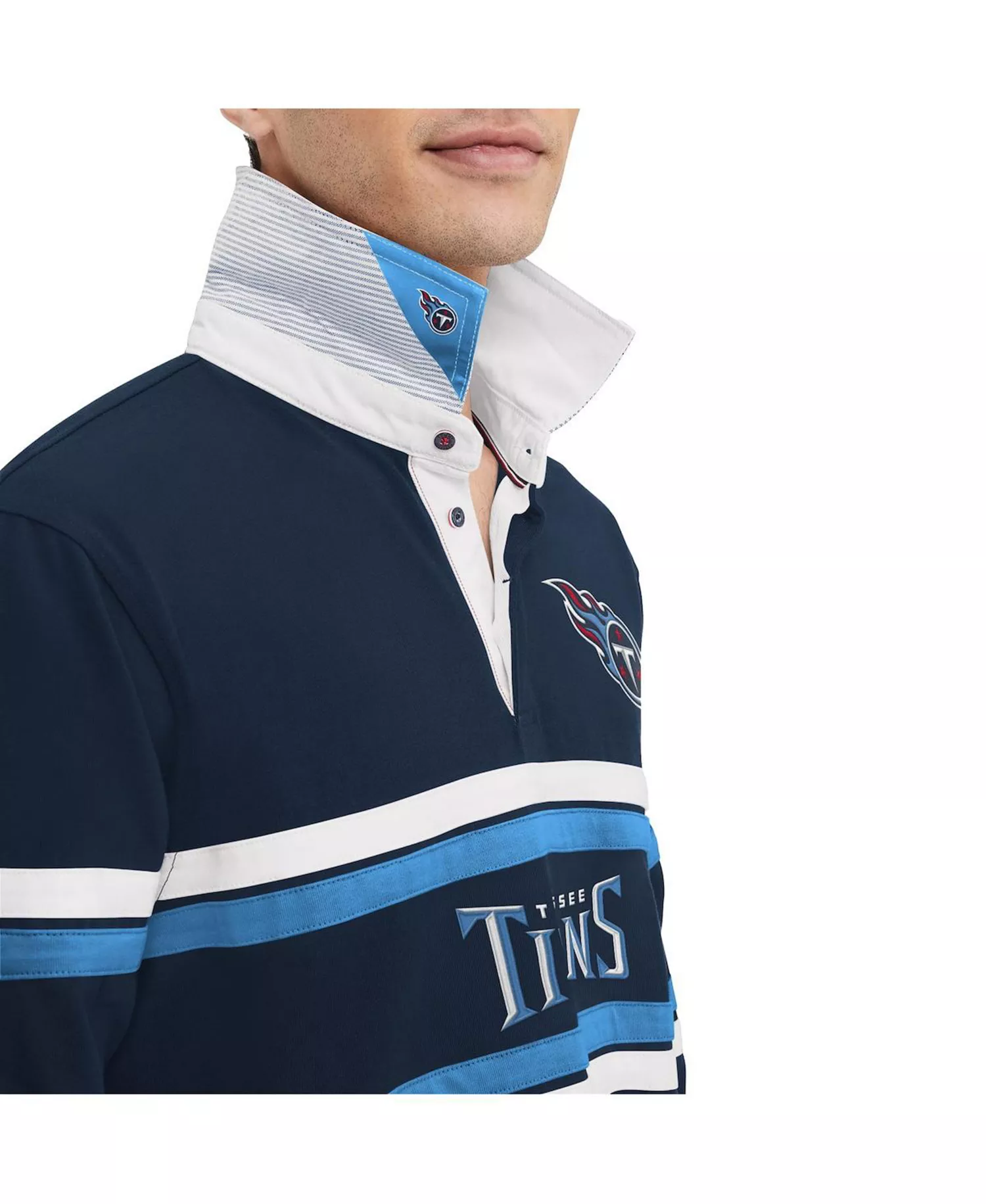 Men's Navy Tennessee Titans Cory Varsity Rugby Long Sleeve T-Shirt - Navy, Blue - L