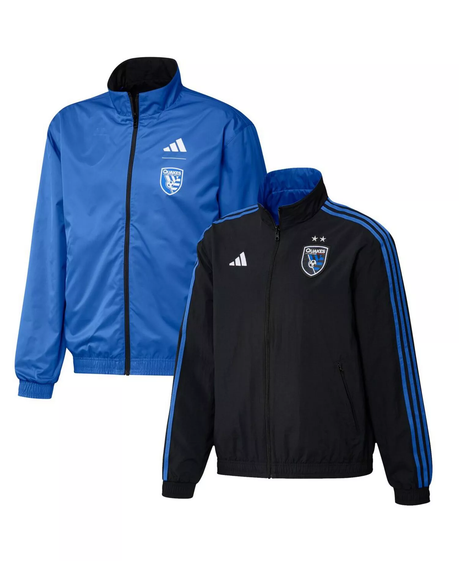 Men's Black and Blue San Jose Earthquakes 2023 On-Field Anthem Full-Zip Reversible Team Jacket - Black, Blue - S