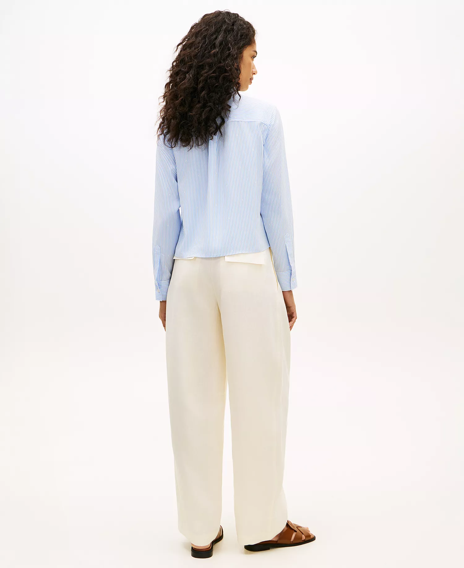 Women's Fluid Preppy Mix Long-Sleeve Shirt - Blue - L