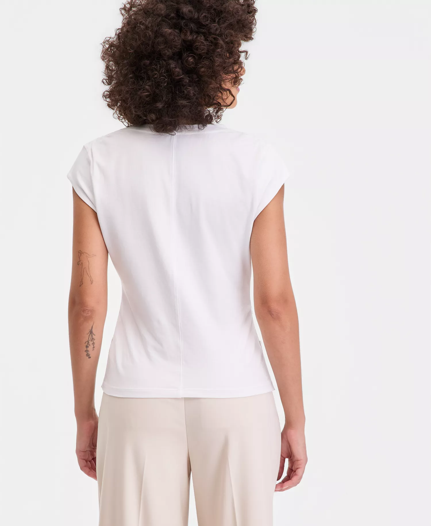 Women's Cap-Sleeve V-Neck T-Shirt, Macy's Exclusive - Bright White - L