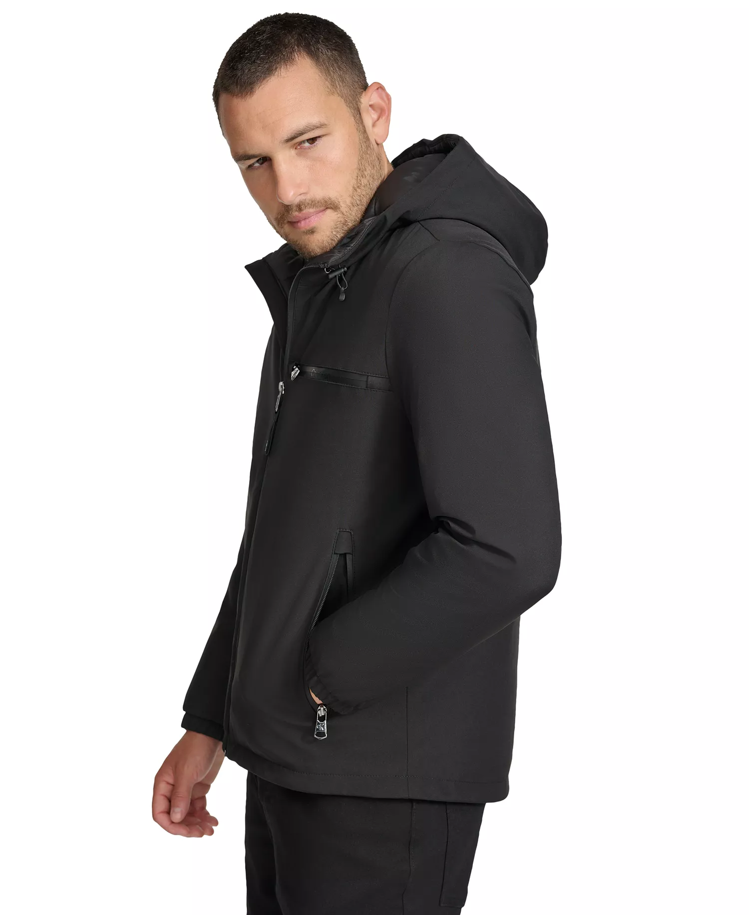 Men's Infinite Stretch Water-Resistant Hooded Jacket - Black - 2XL