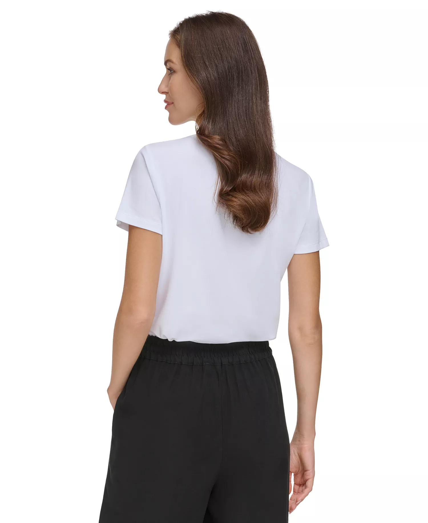 Women's Studded-Logo Crewneck Short-Sleeve Top - Black - L