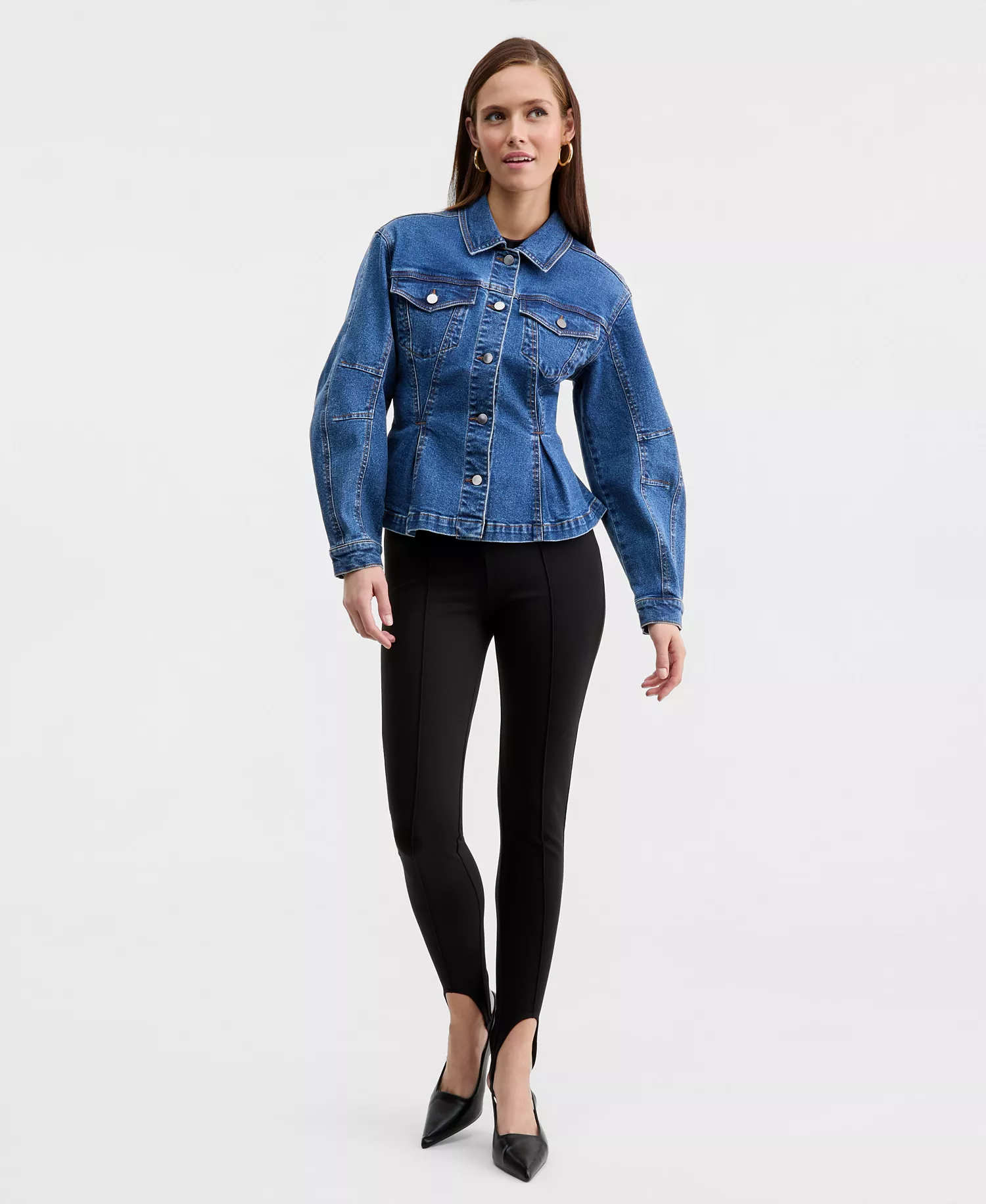Women's Sculpted Denim Jacket, Macy's Exclusive - True Blue Denim - L